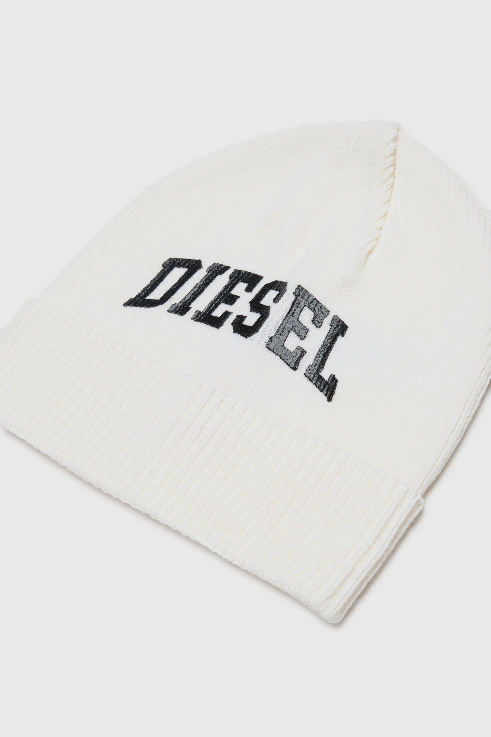 Diesel - FBAND, Bonnet en laine m&eacute;lang&eacute;e avec logo Mixte in Blanc - 3