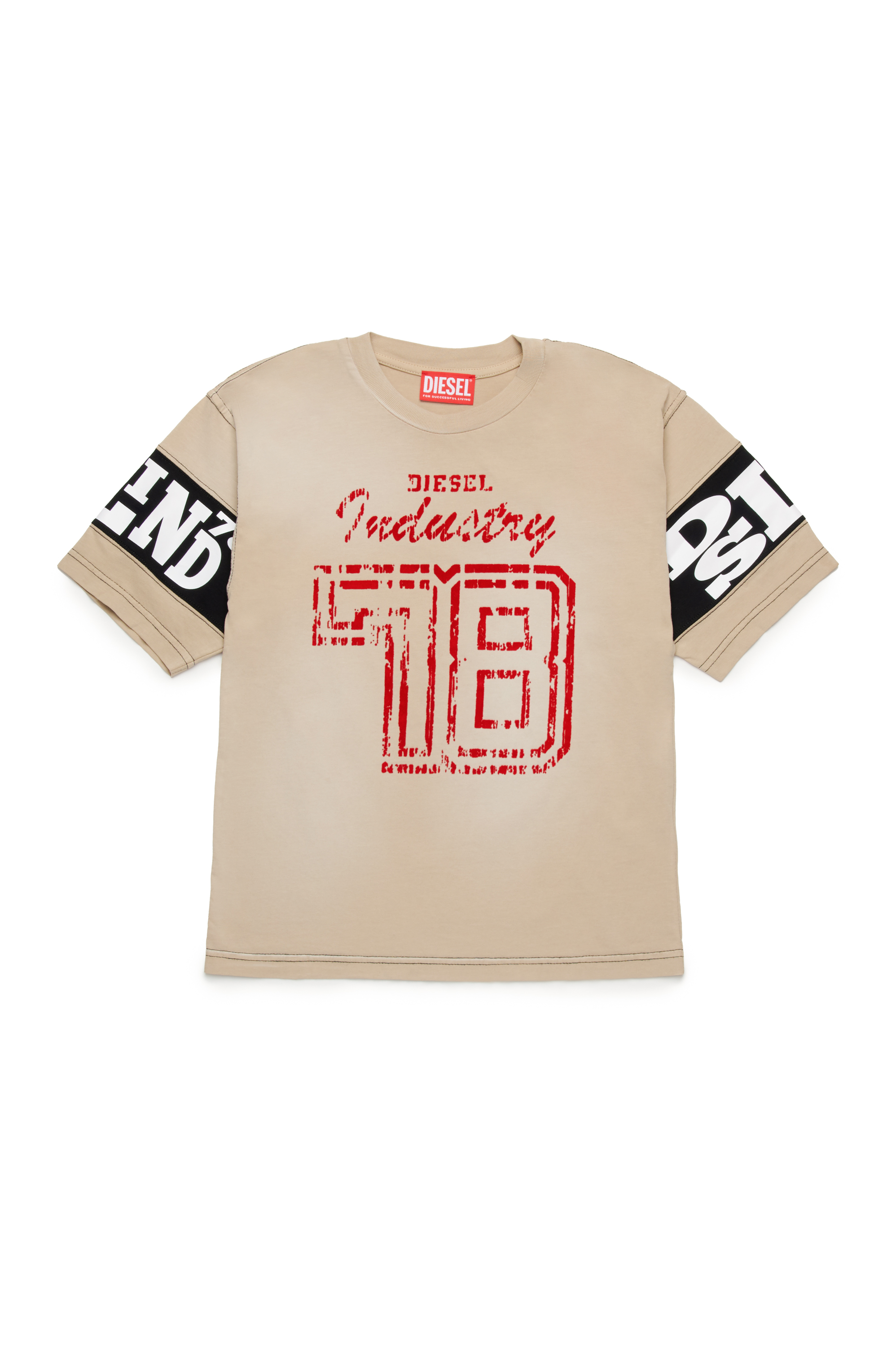 Diesel - TBOST OVER, T-shirt avec d&eacute;tails d&eacute;lav&eacute;s Homme in Marron - 1