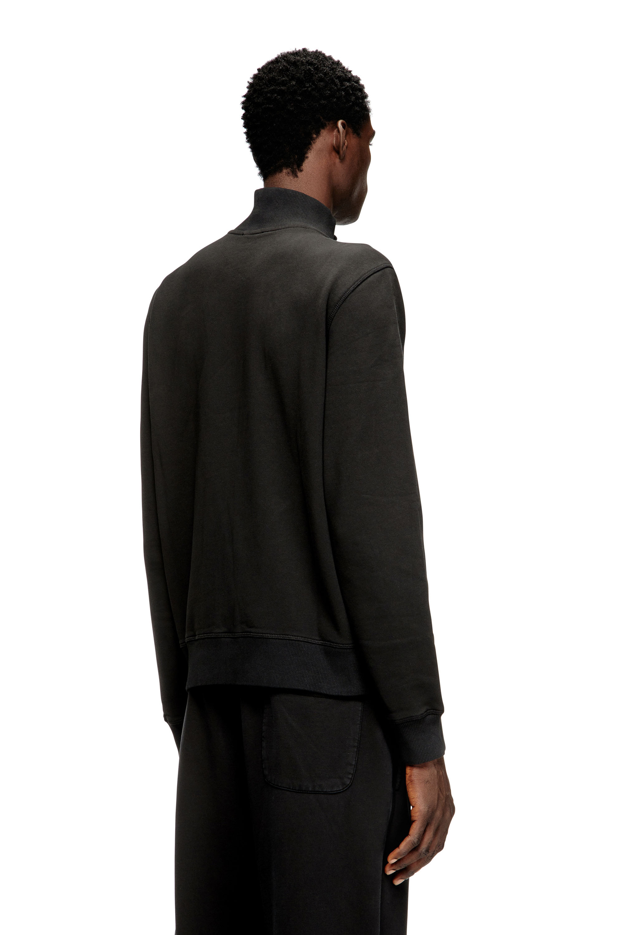 Diesel - S-GINN-ZIP-IOD, Sweatshirt avec col montant et Oval D métallique Homme in Noir - 4