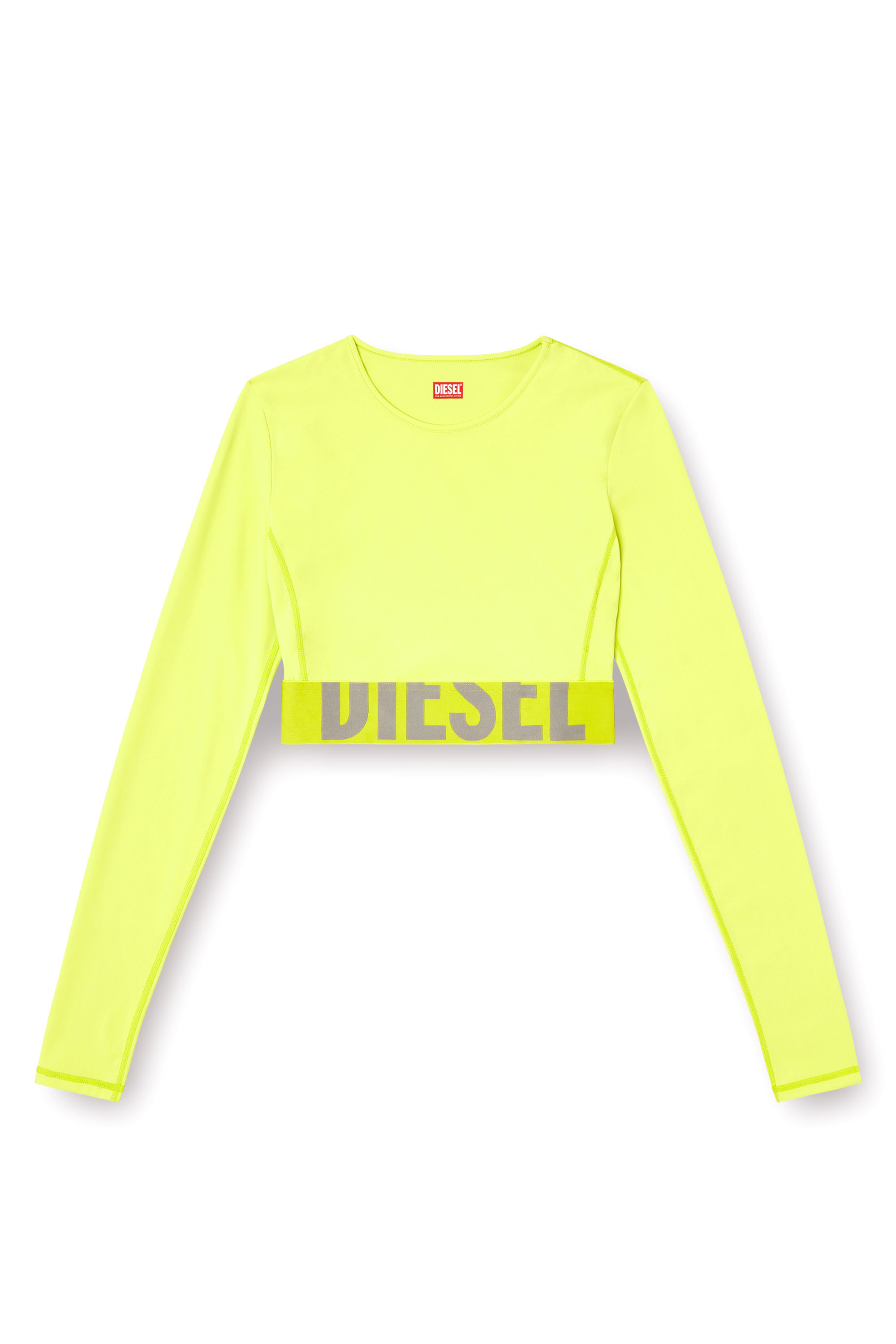 Diesel - MELISSA-D-POP, Top cropped en microfibre avec logo tronqué Femme in Vert - 2