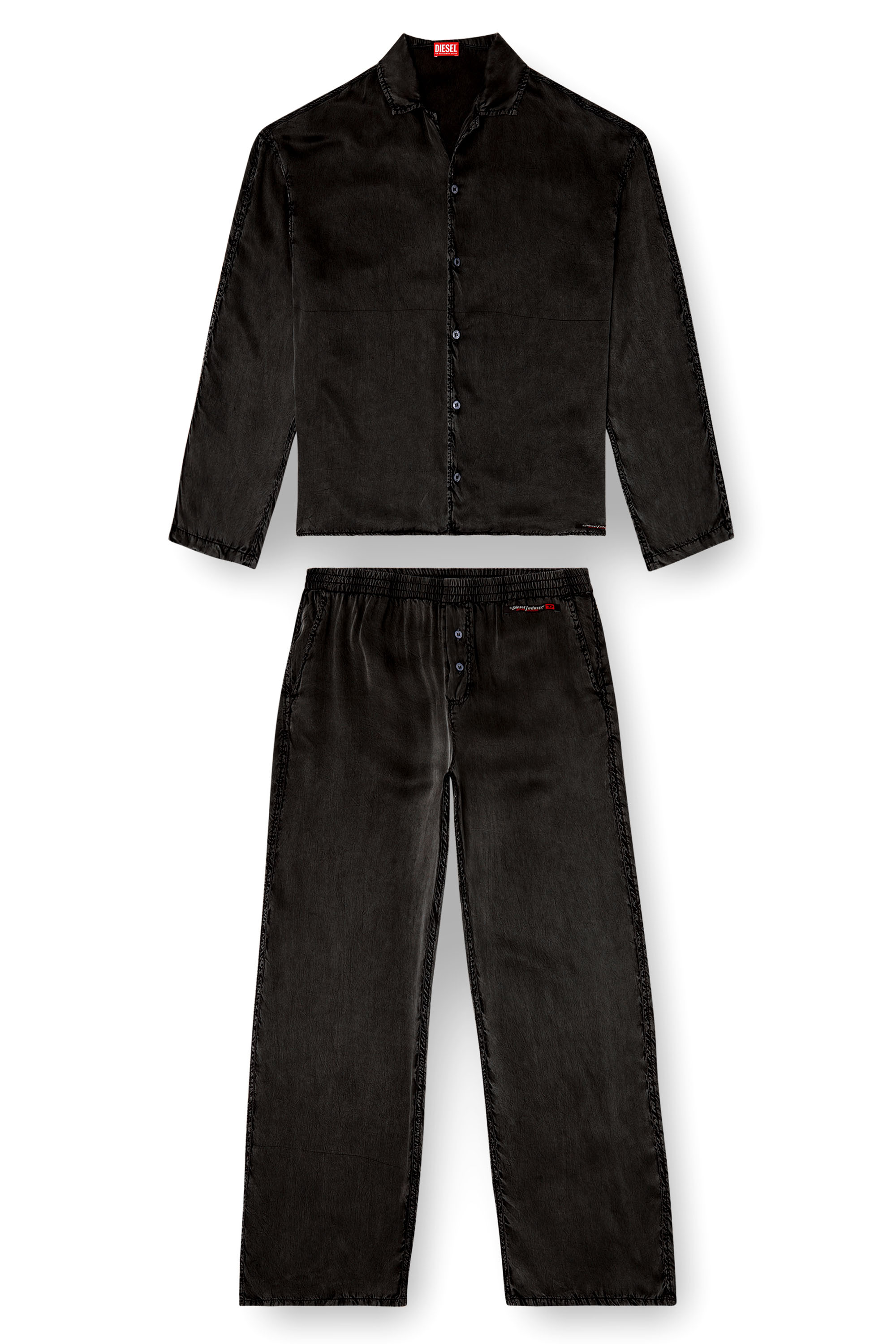 Diesel - SET-KEITH-DNM, Pyjama fluide avec effet denim Mixte in Noir - 2