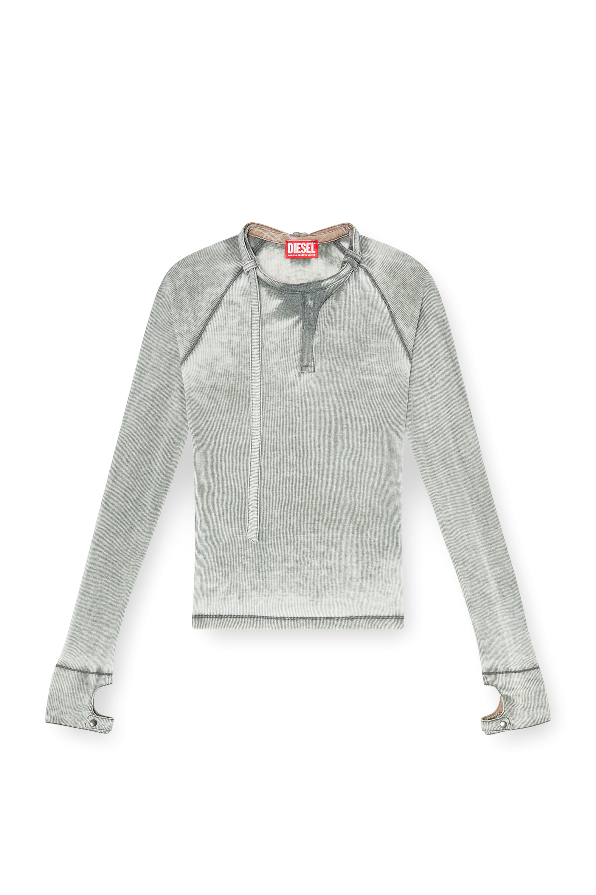 Diesel - T-ECLA, Haut en jersey c&ocirc;tel&eacute; avec sangle de cou style biker Femme in ToBeDefined - 2