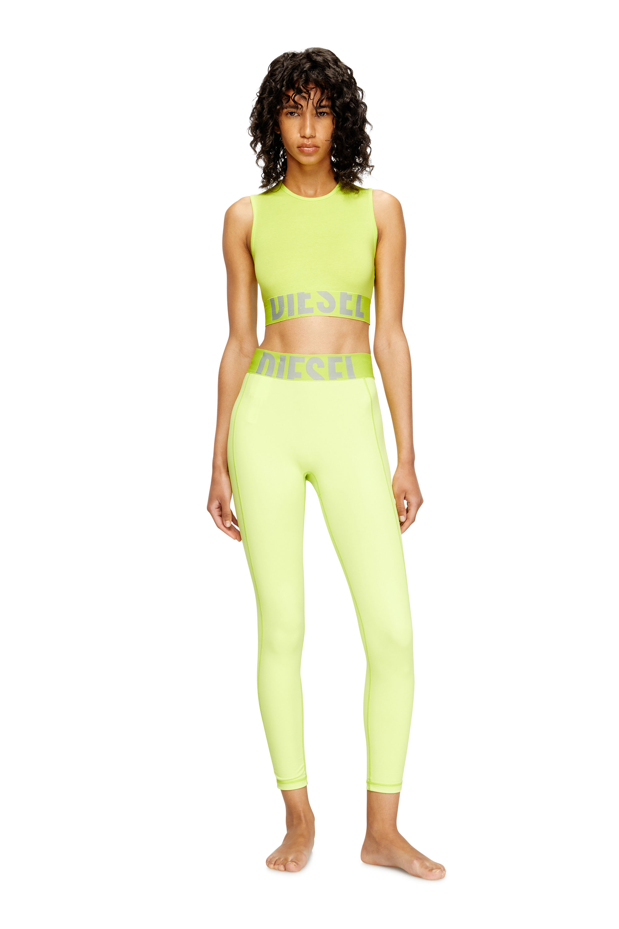 Diesel - ADELINE-D-POP, Leggings en microfibre avec logo tronqué Femme in Vert - 1