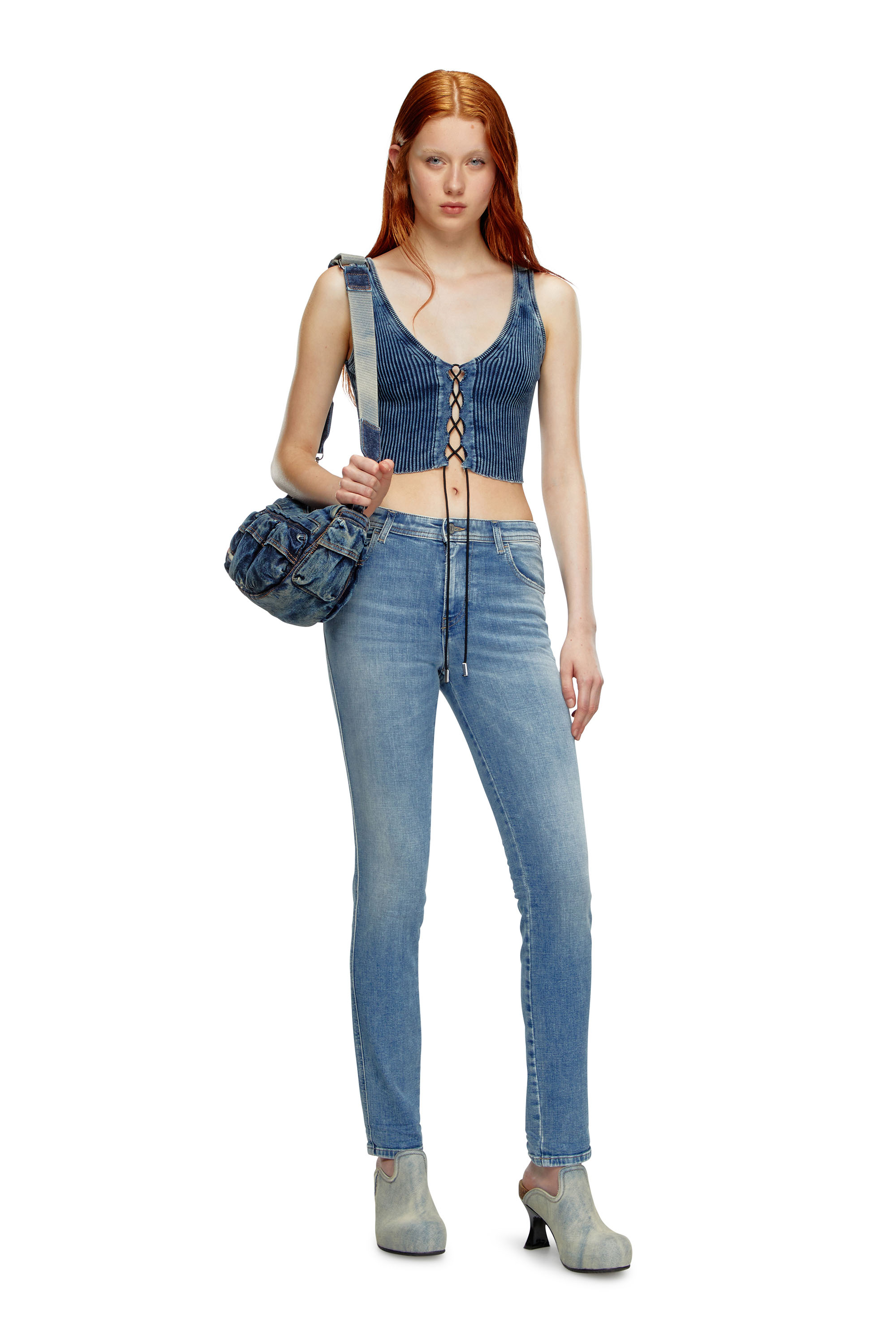 Diesel - Skinny Jeans 2015 Babhila 09J21, Bleu Clair - Image 2
