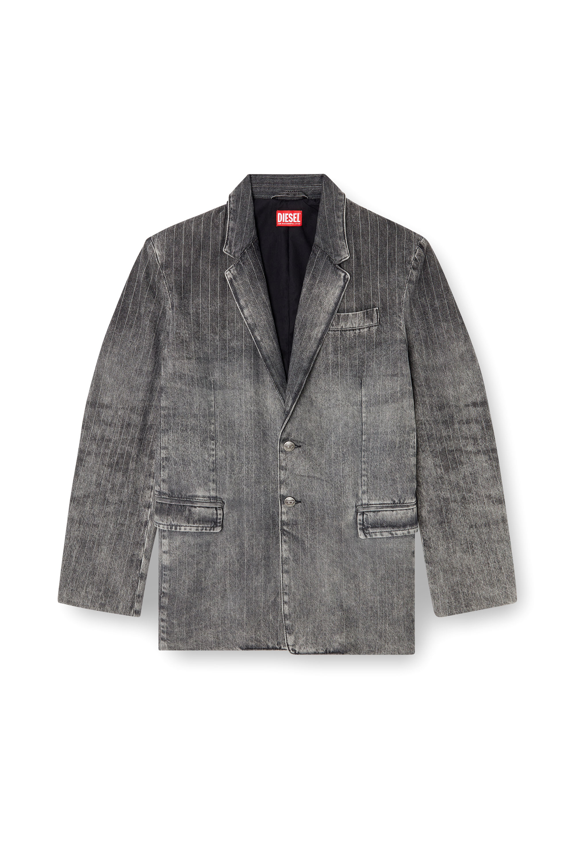 Diesel - D-REGER-S, Blazer tailleur en denim à rayures Mixte in Noir - 7