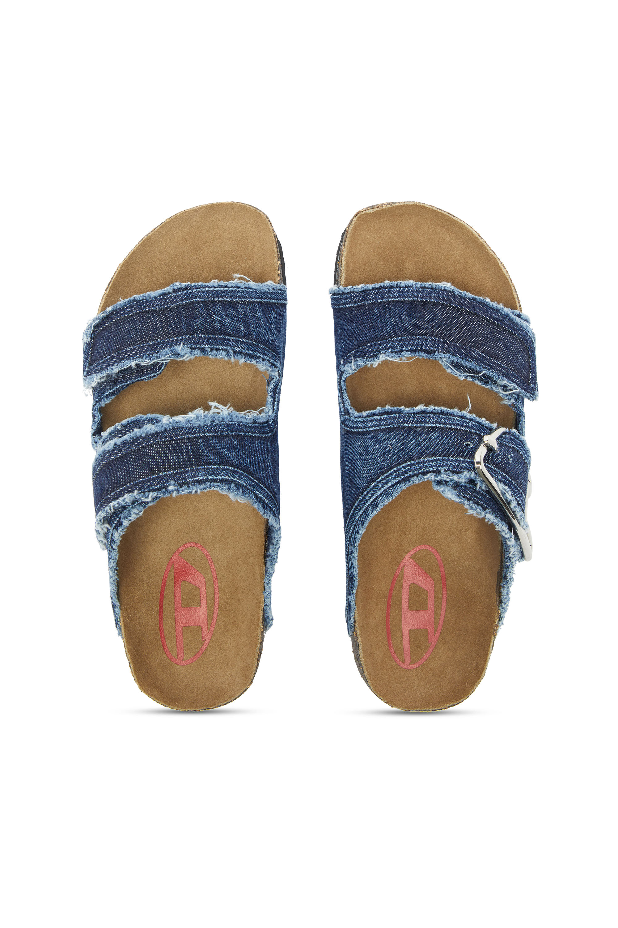 Diesel - D-WOODSTOCK D SANDAL W, D-Woodstock - Sandales &agrave; brides en denim effiloch&eacute; Femme in Bleu - 4