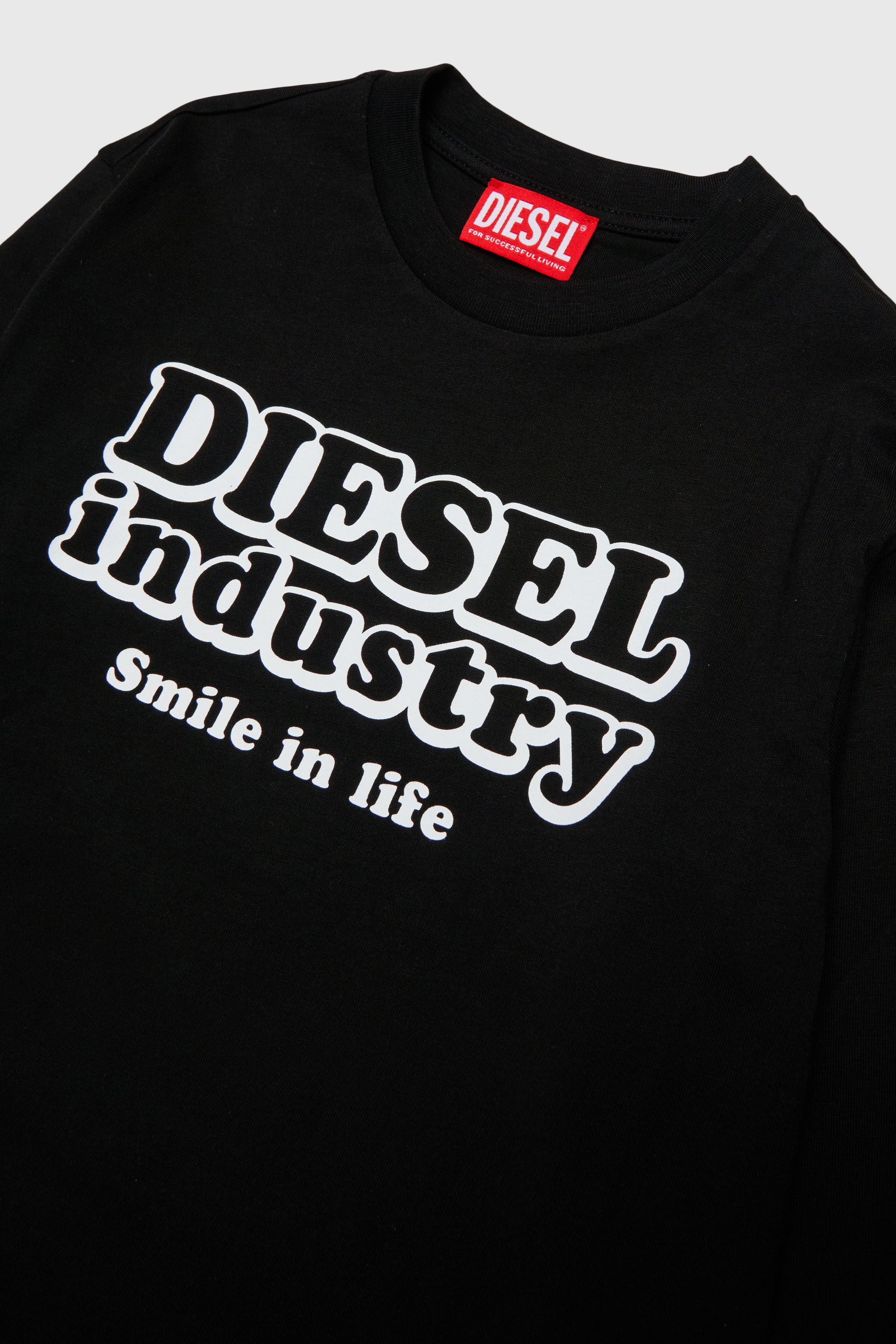 Diesel - TLODIMLS OVER, T-shirt &agrave; manches longues avec imprim&eacute; Diesel Industry Homme in Noir - 3