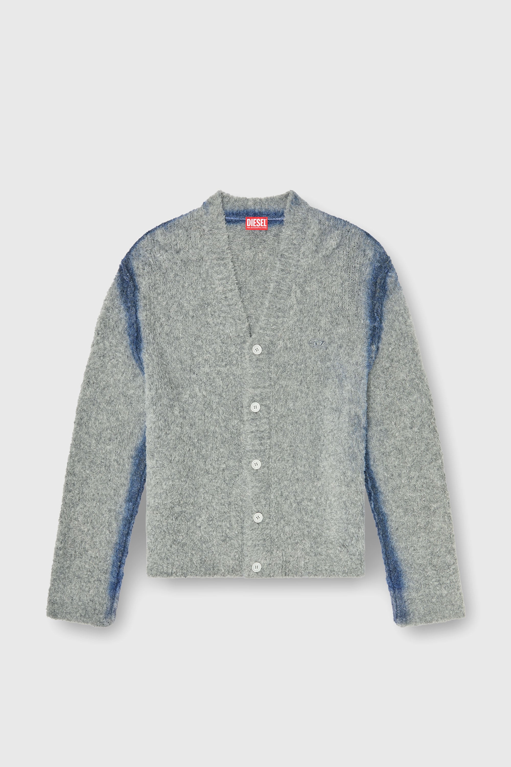 Diesel - K-REMO, Cardigan en m&eacute;lange d'alpaga avec coutures effet spray Homme in Gris - 2
