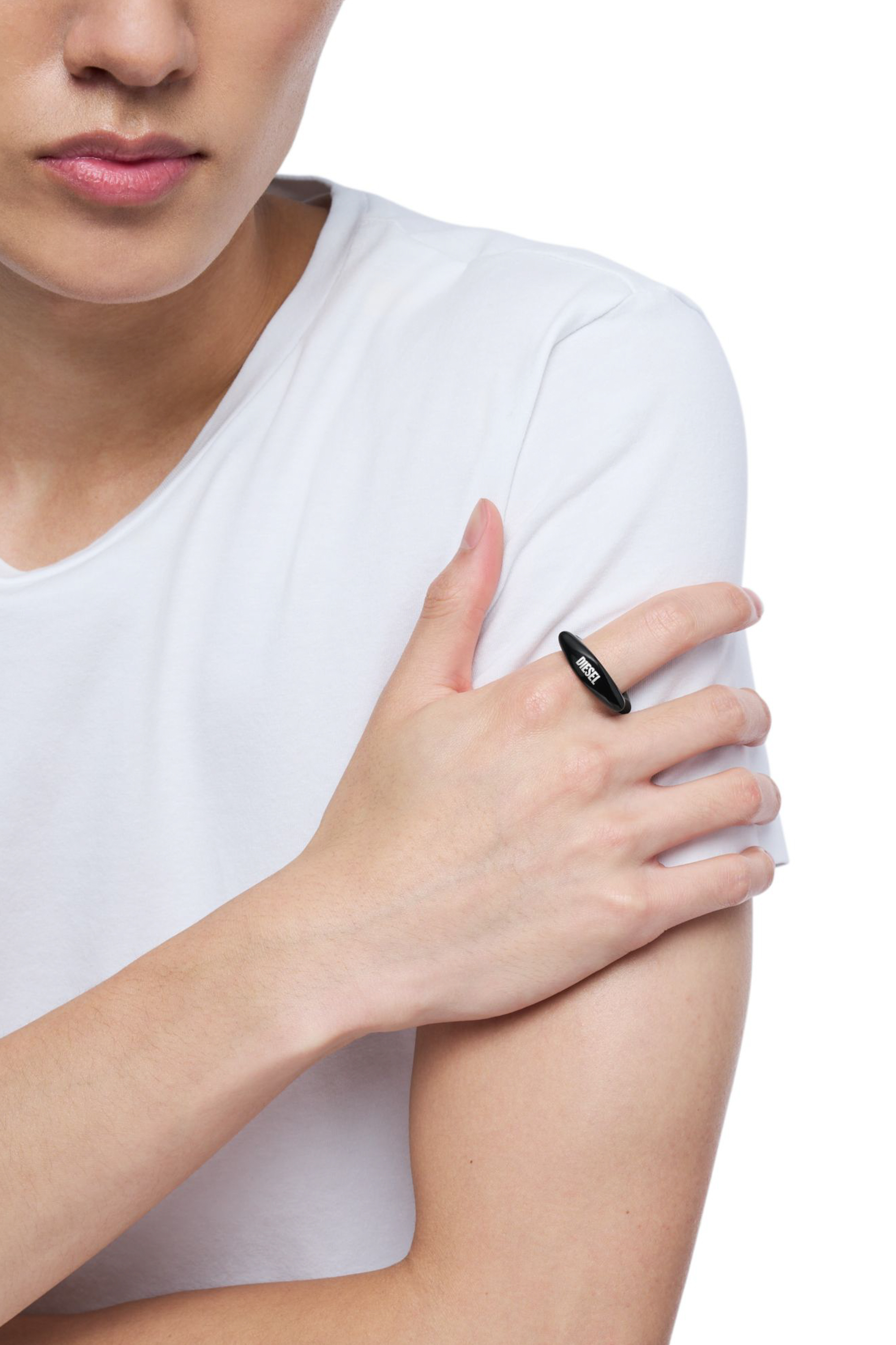 Diesel - DX1632001 JEWELLERY, Bague anneau en acier inoxydable noir Mixte in Noir - 5