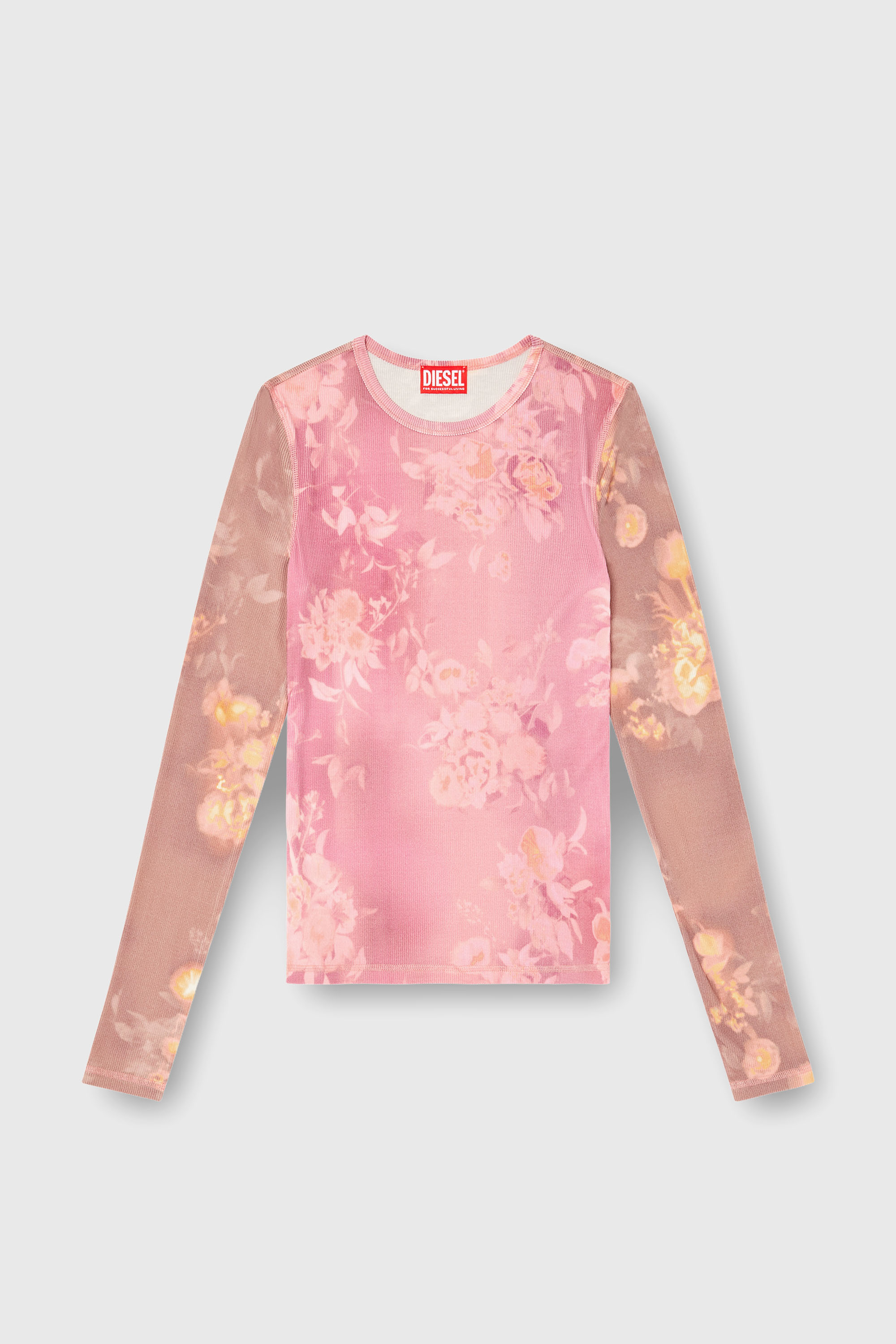 Diesel - T-MOKY-LS, Top en jersey c&ocirc;tel&eacute; &agrave; motif floral Femme in Rose - 2