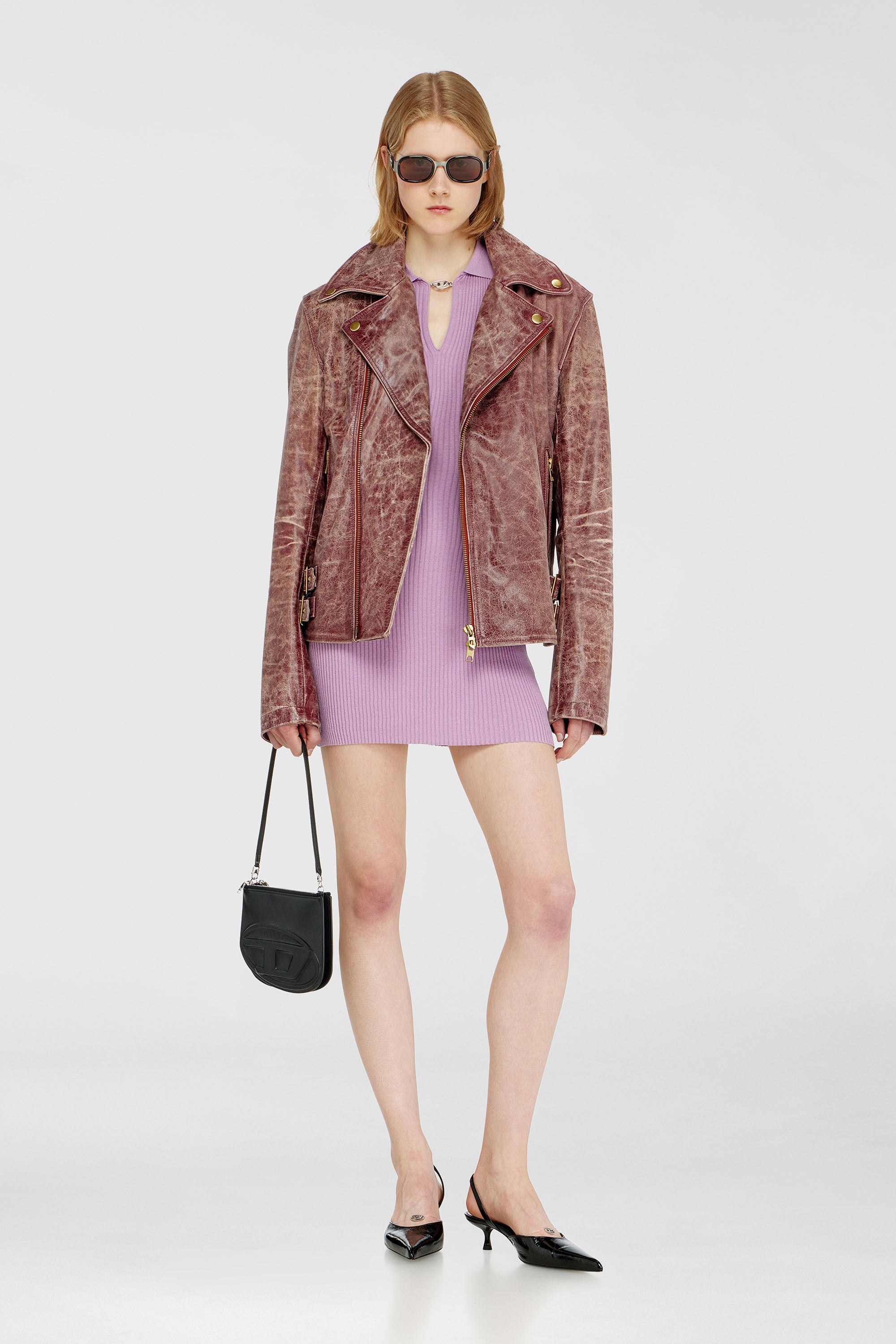 Diesel - M-LILMA, Robe polo courte en maille c&ocirc;tel&eacute;e m&eacute;lang&eacute;e soie Femme in Rose - 2
