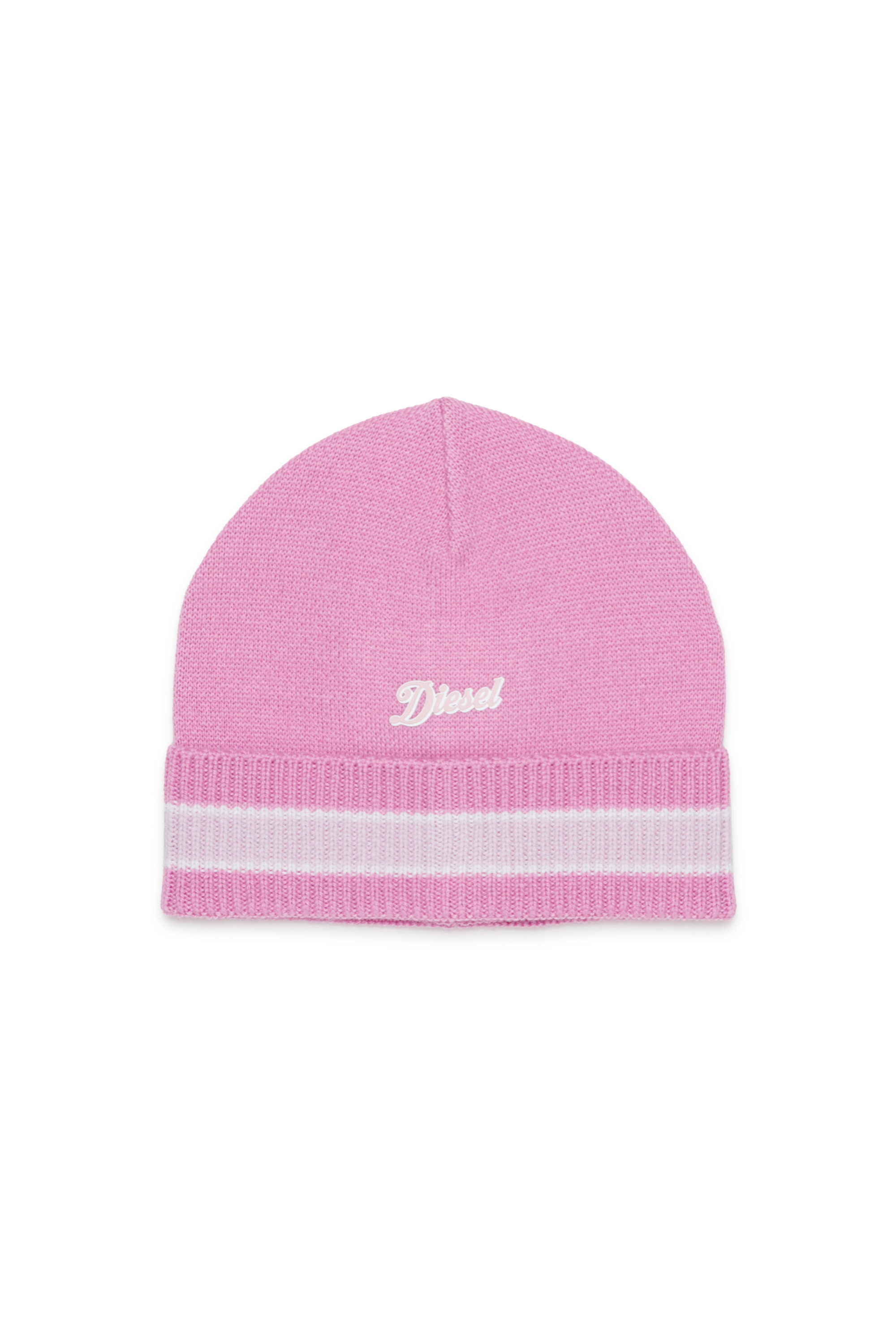 Diesel - FMOB, Unisex's Striped beanie in wool blend in Pink - 1