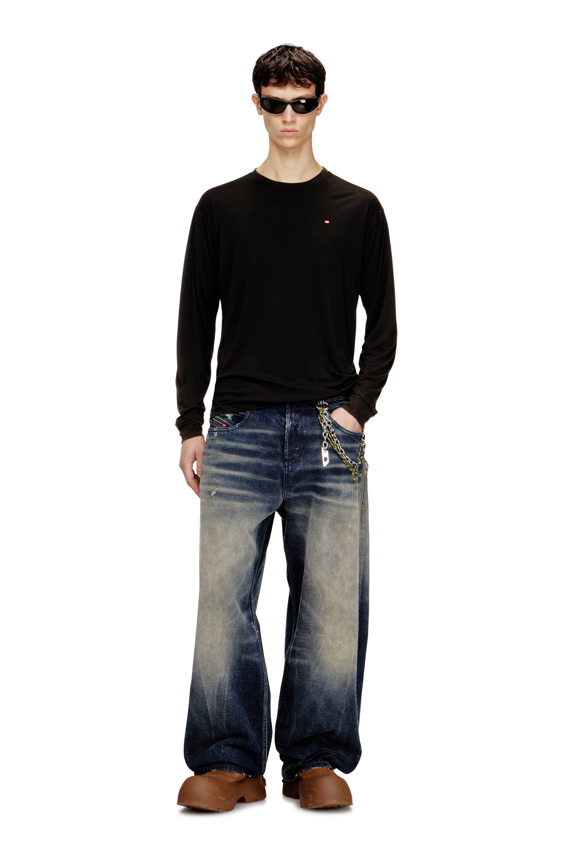 Diesel - T-NORMS-LS, T-shirt &agrave; manches longues fluide avec micro broderie Homme in ToBeDefined - 2