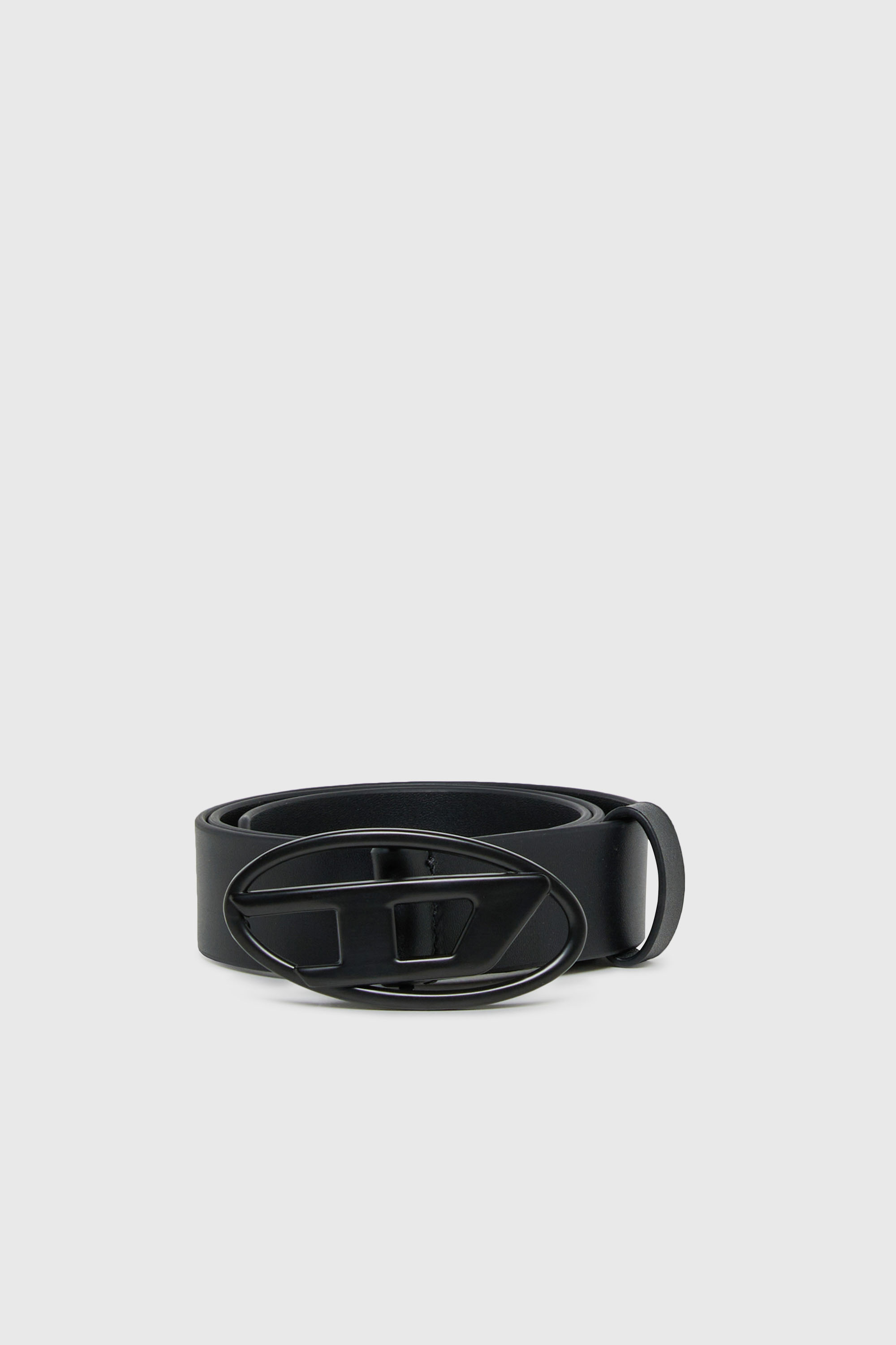 Diesel - B1DRN, Unisex's 3 cm leather belt with Oval D buckle in Black - 1