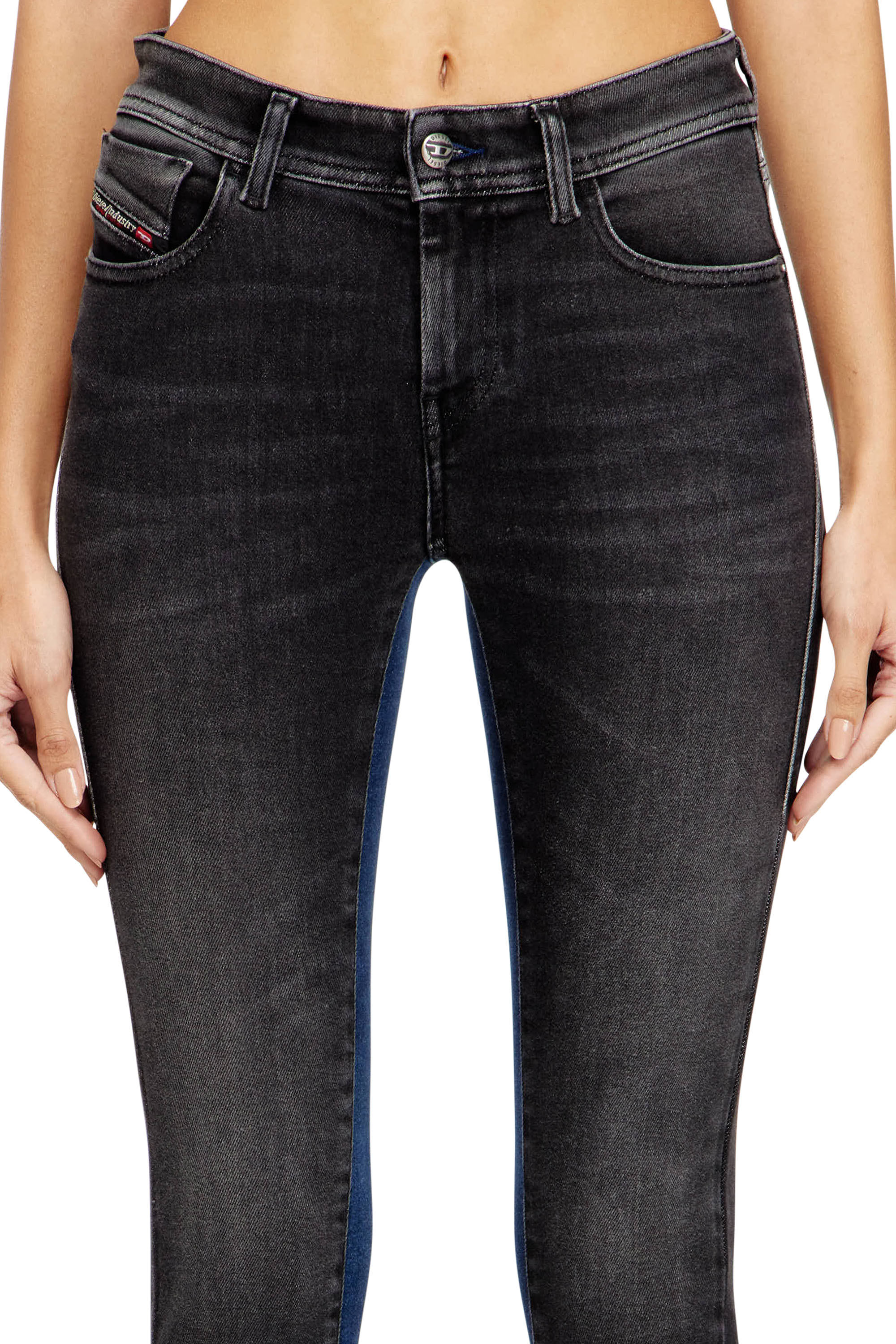 Diesel - Skinny Jeans 2017 Slandy 09N14 Femme, Noir/Gris fonc&eacute; - Image 5
