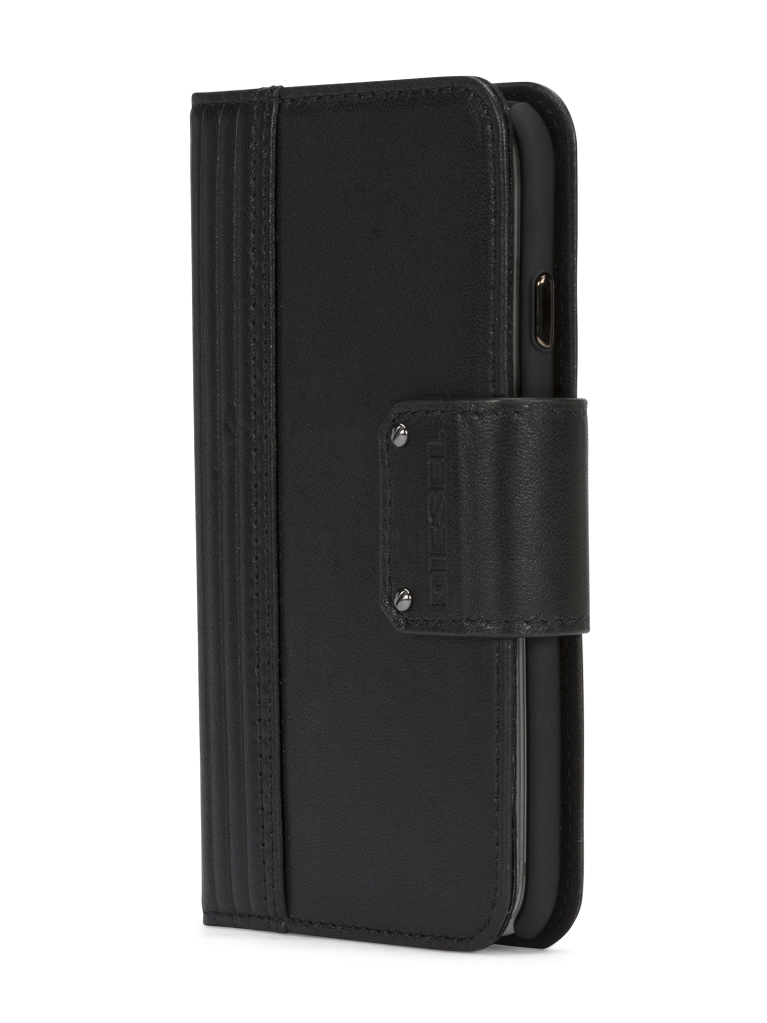 BLACK LINED LEATHER IPHONE 8 PLUS/7 PLUS FOLIO, 