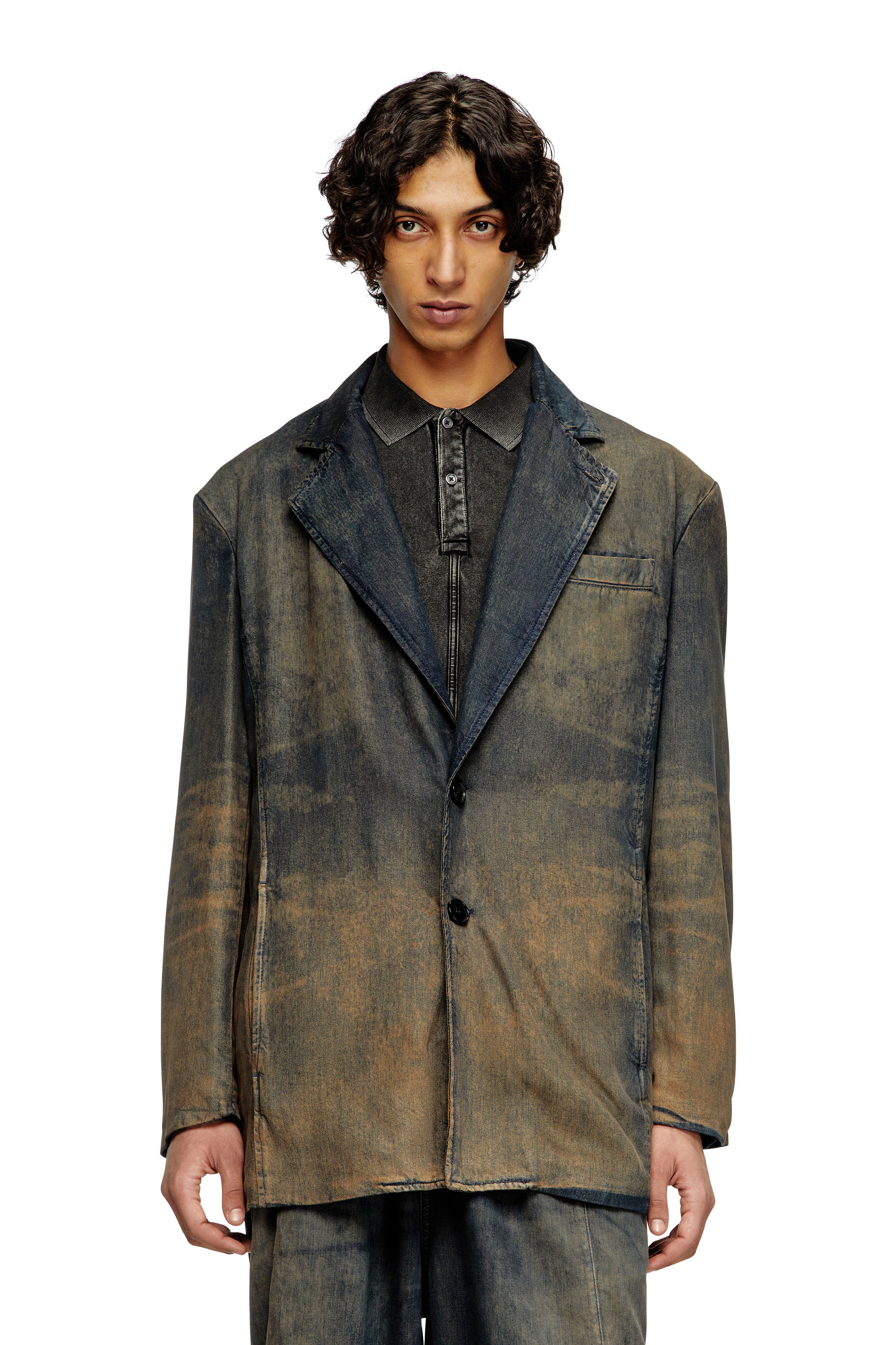 Diesel - D-REG-S, Unisex's Blazer in fluid shaded denim in Dark Blue - 3