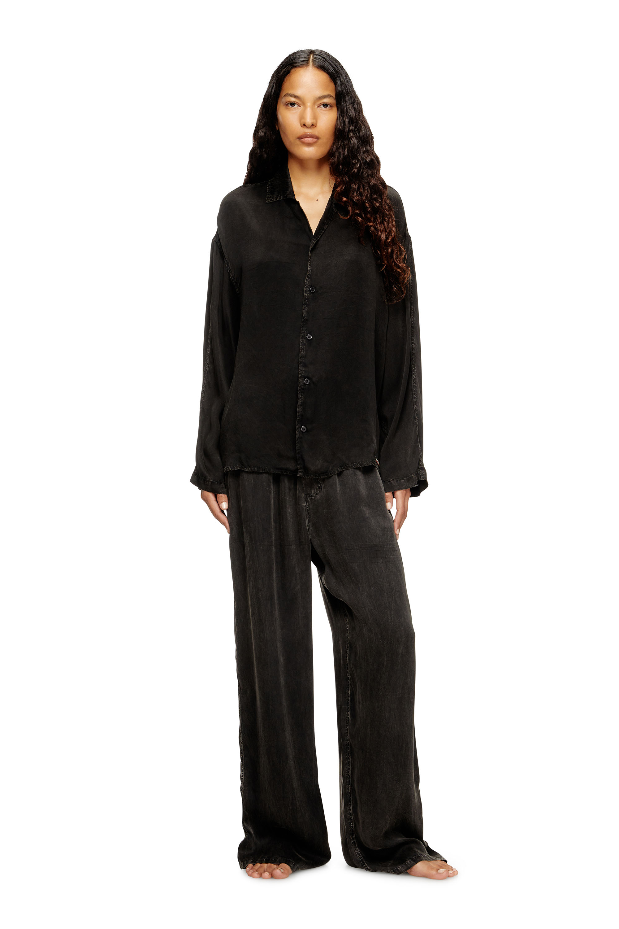 Diesel - SET-KEITH-DNM, Pyjama fluide avec effet denim Mixte in Noir - 6