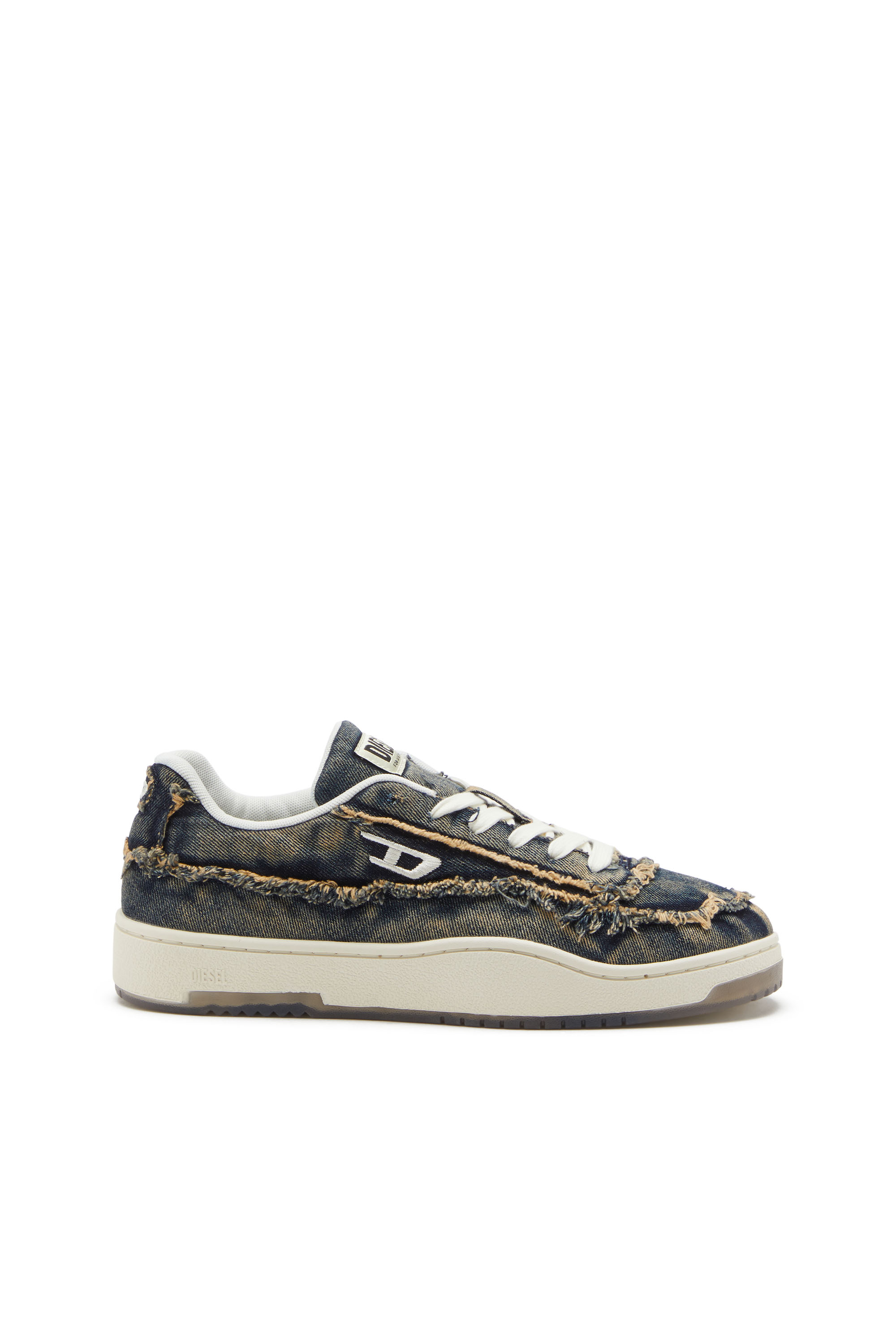 Diesel - S-TRACKER-D LOW, S-Tracker-D-Baskets en denim effiloché avec semelle transparente Homme in Bleu - 1