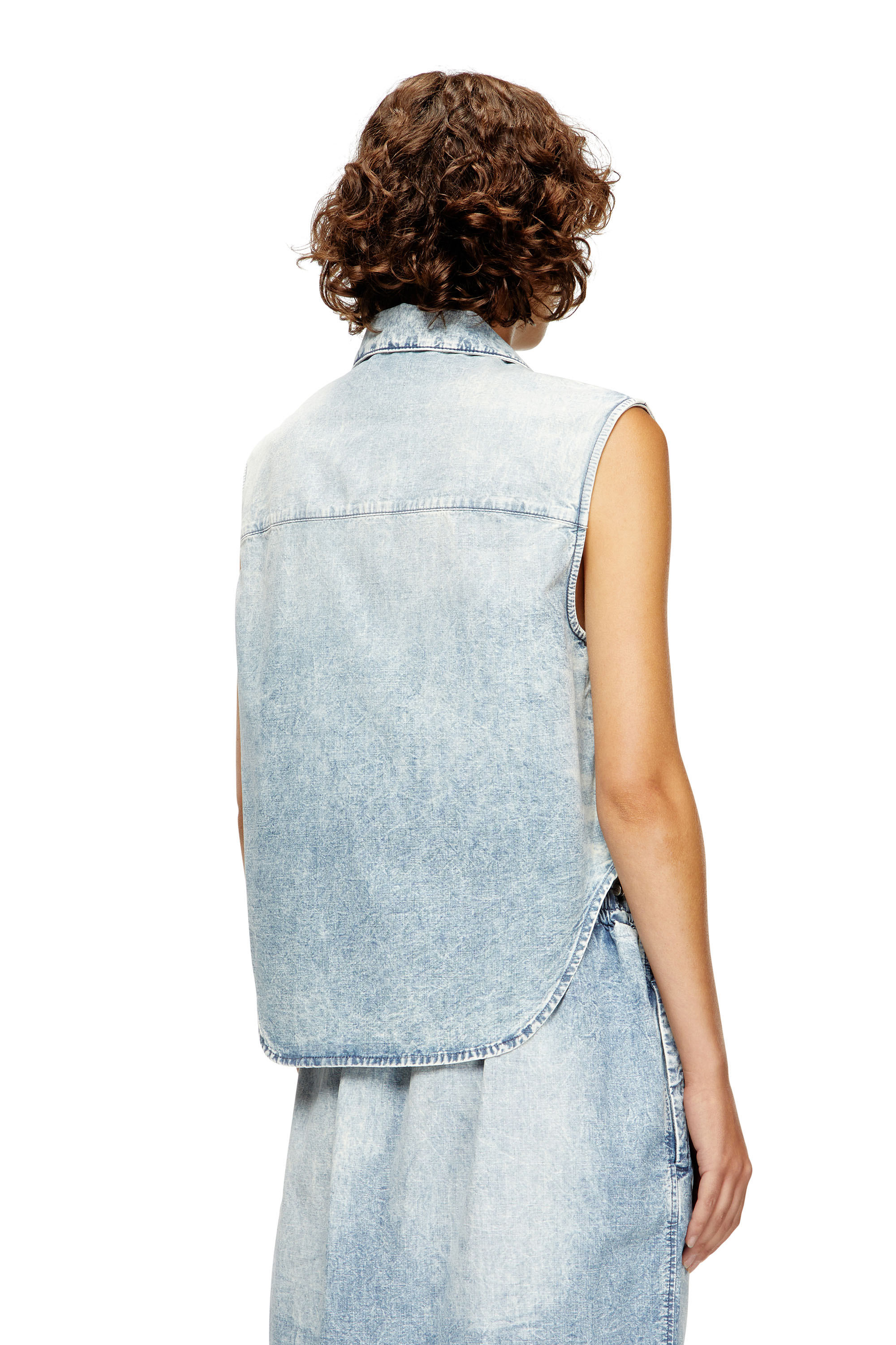 Diesel - DE-NABI-S, Haut sans manches en denim marbré Femme in Bleu - 4