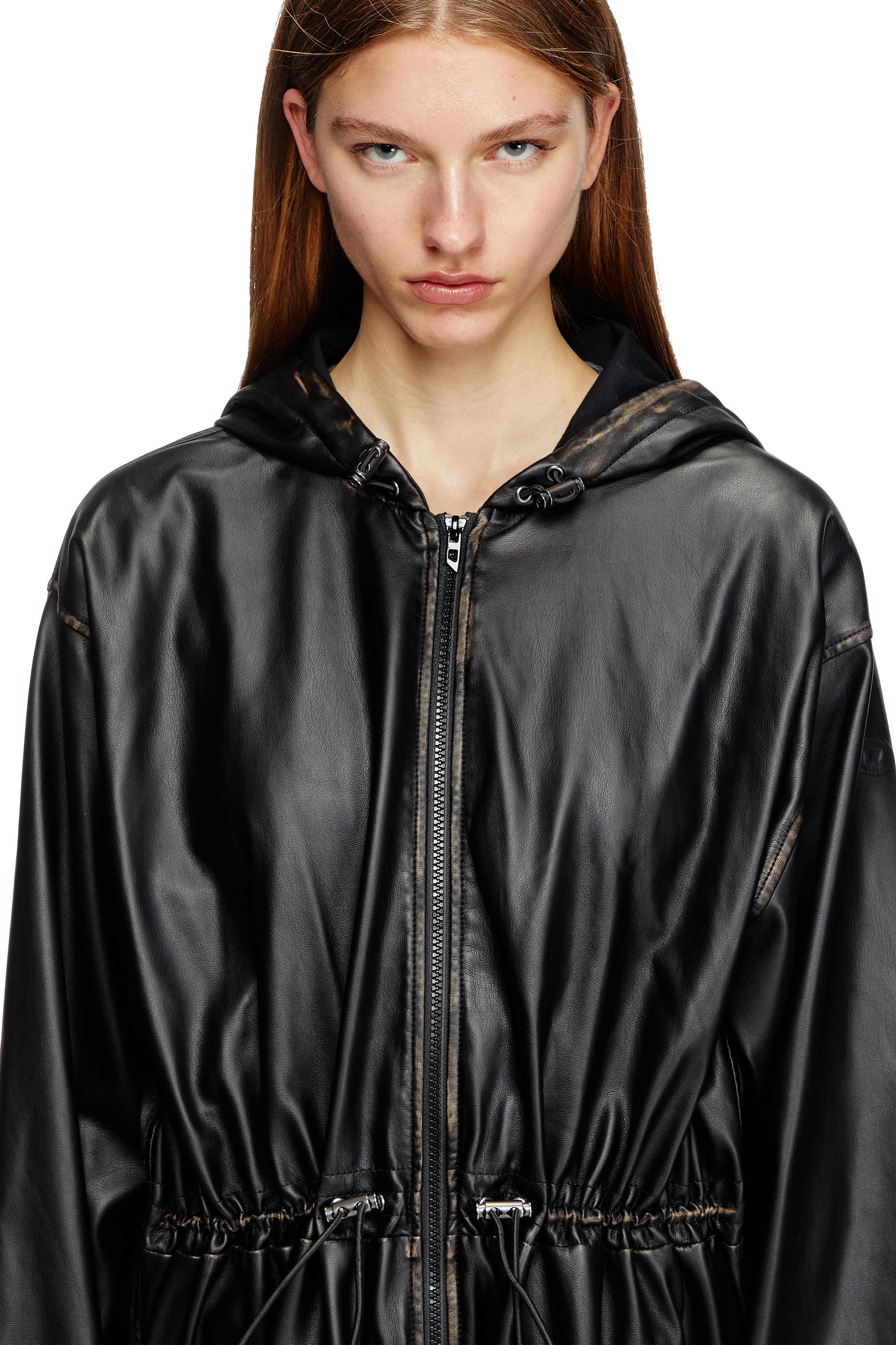 Diesel - G-LARY, Unisex's Distressed utilitarian hooded coat in Black - 5