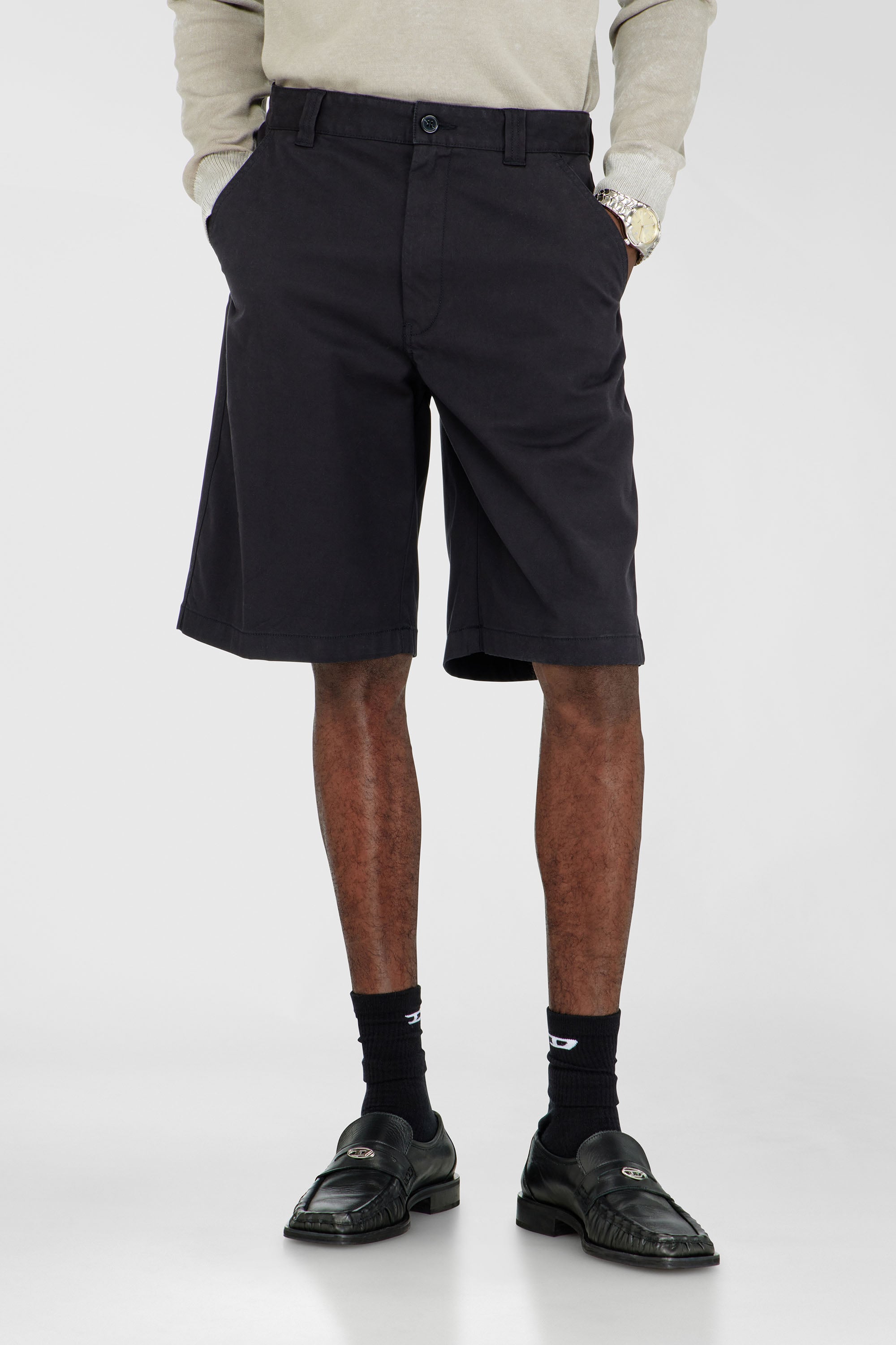 Diesel - P-HANT-CHINO-SHORT-EPCH, Shorts en coton avec traitement stonewash Homme in Noir - 3