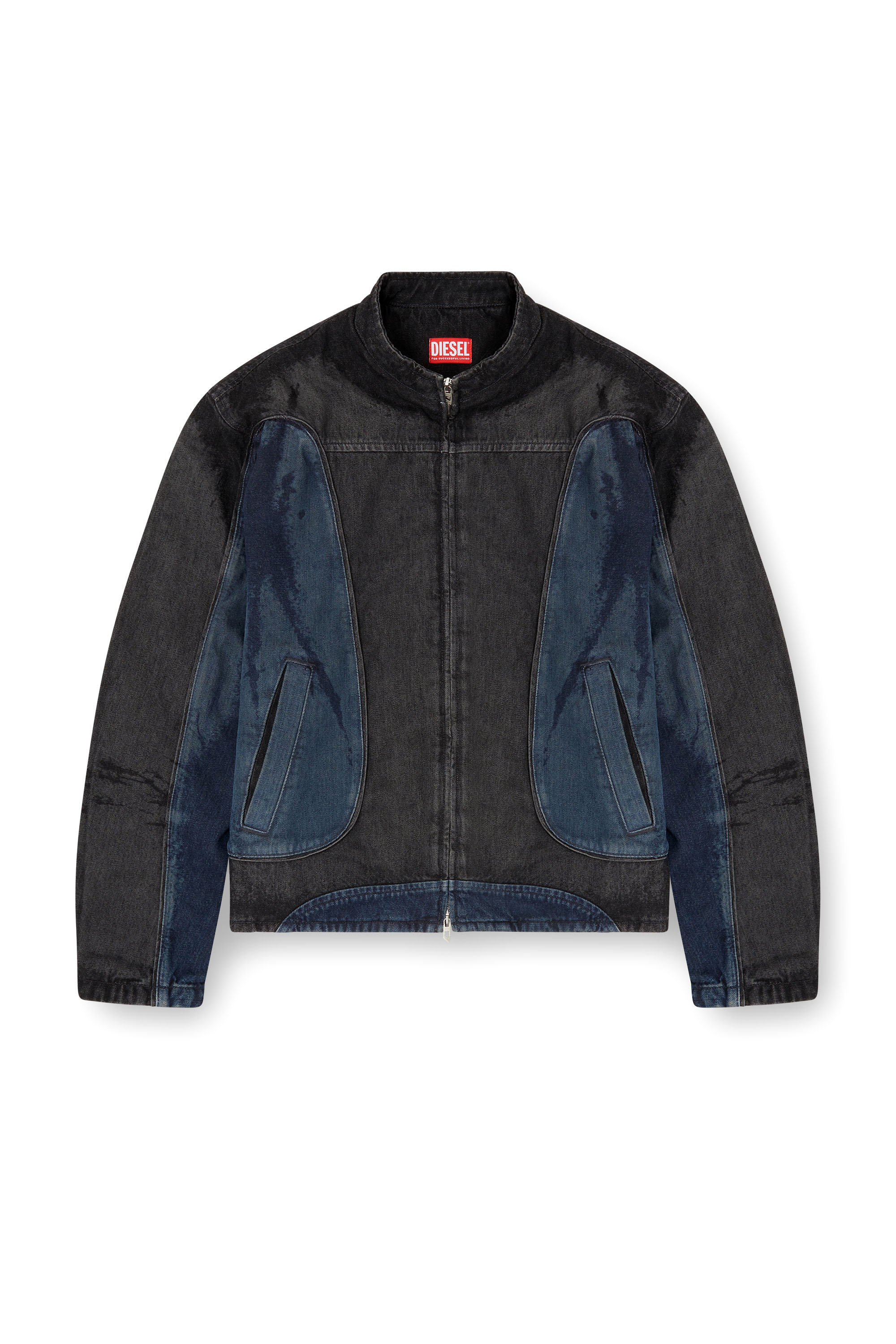 Diesel - D-BLENK-S, Veste style motard en denim bicolore Homme in Polychrome - 3