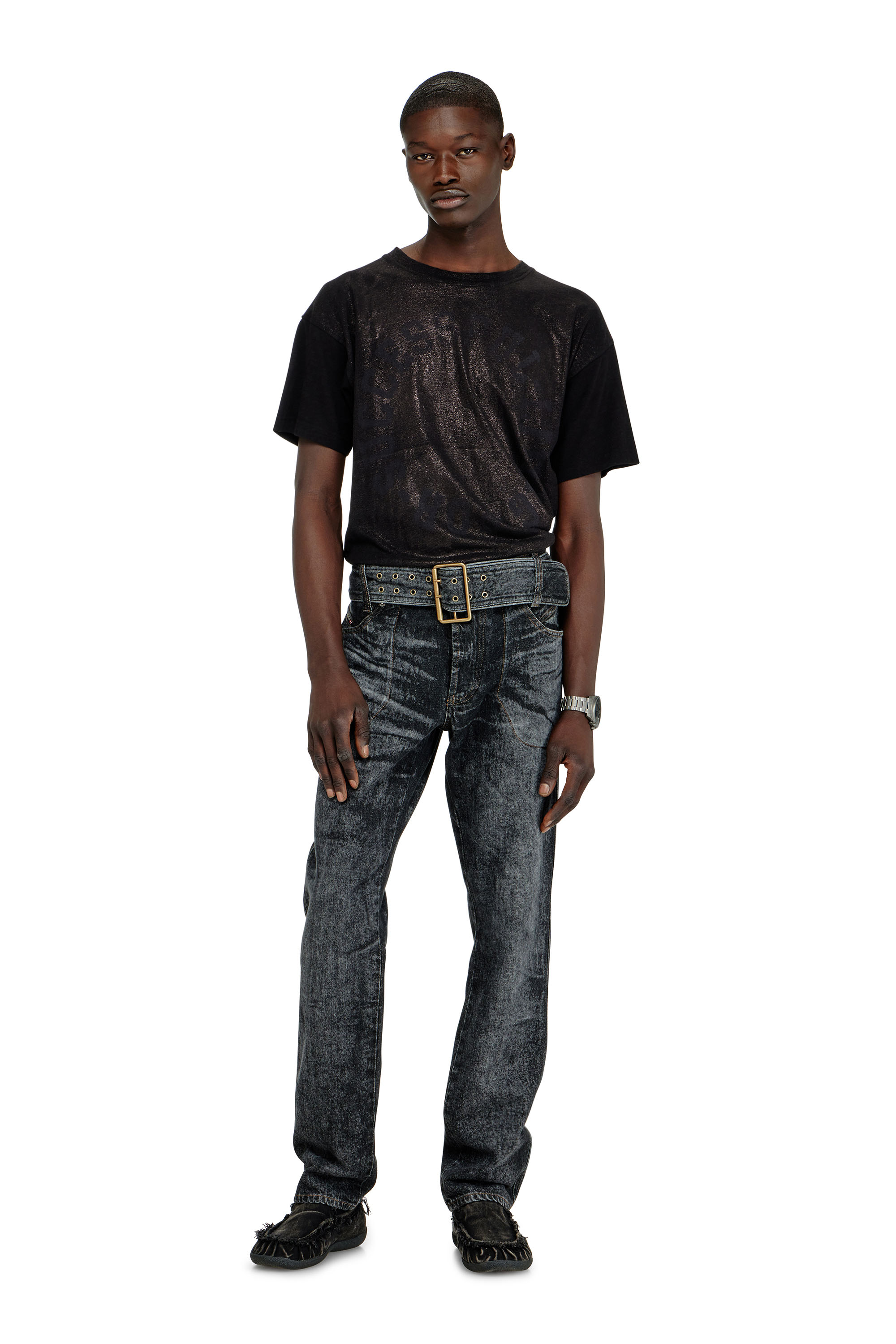 Diesel - T-NORM-AA2, T-shirt en coton &agrave; col rond avec imprim&eacute; foil Homme in ToBeDefined - 2