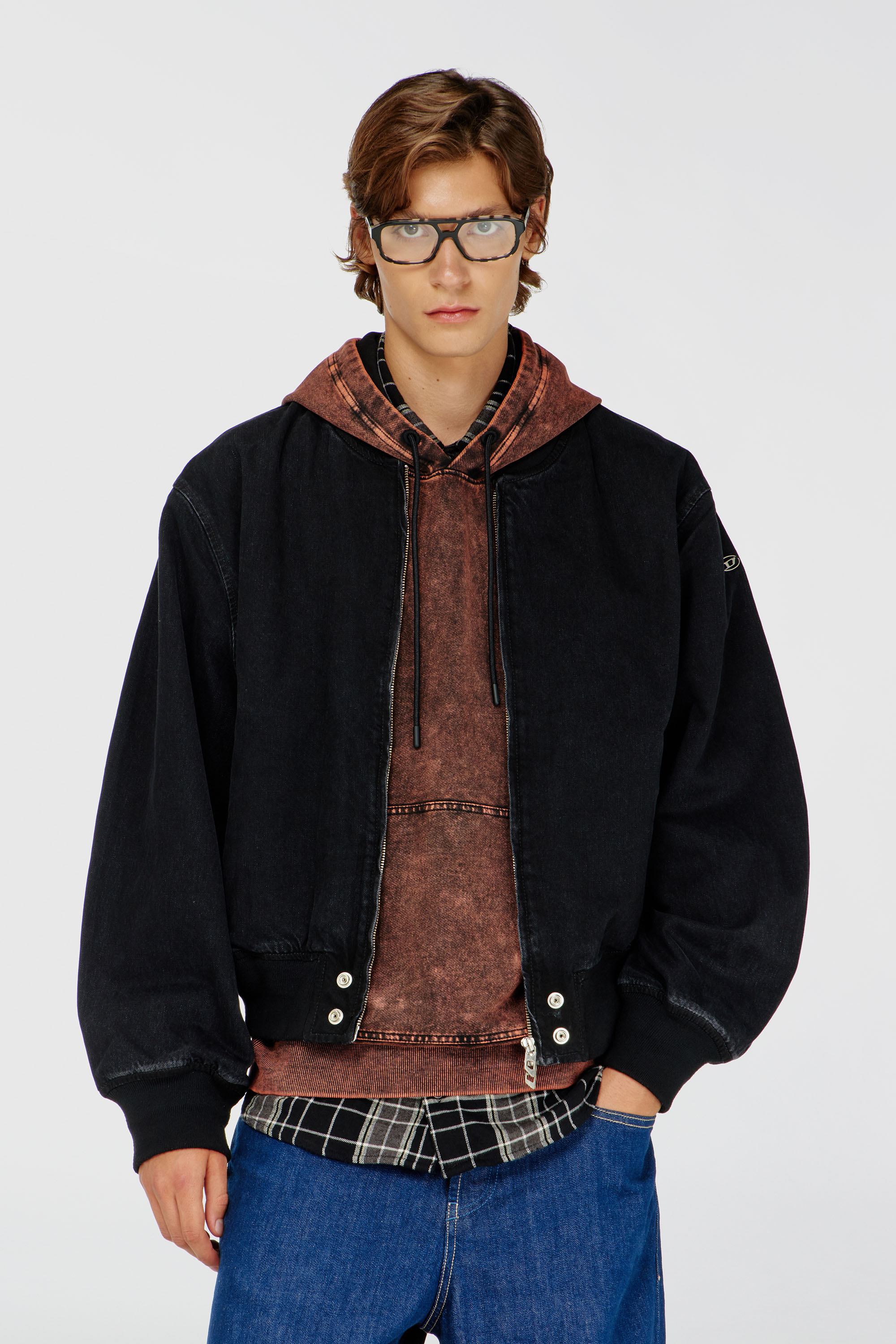 Diesel - D-GUZ, Unisex's Bomber jacket in denim in Black - 1