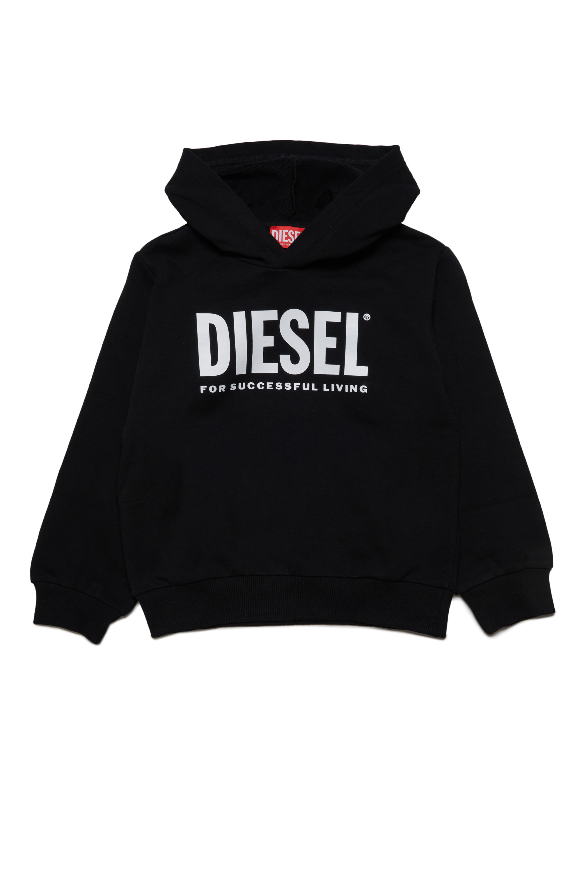 Diesel - LSFORT DI OVER HOOD, Mixte Sweat-shirt à capuche avec logo imprimé in Noir - Image 1
