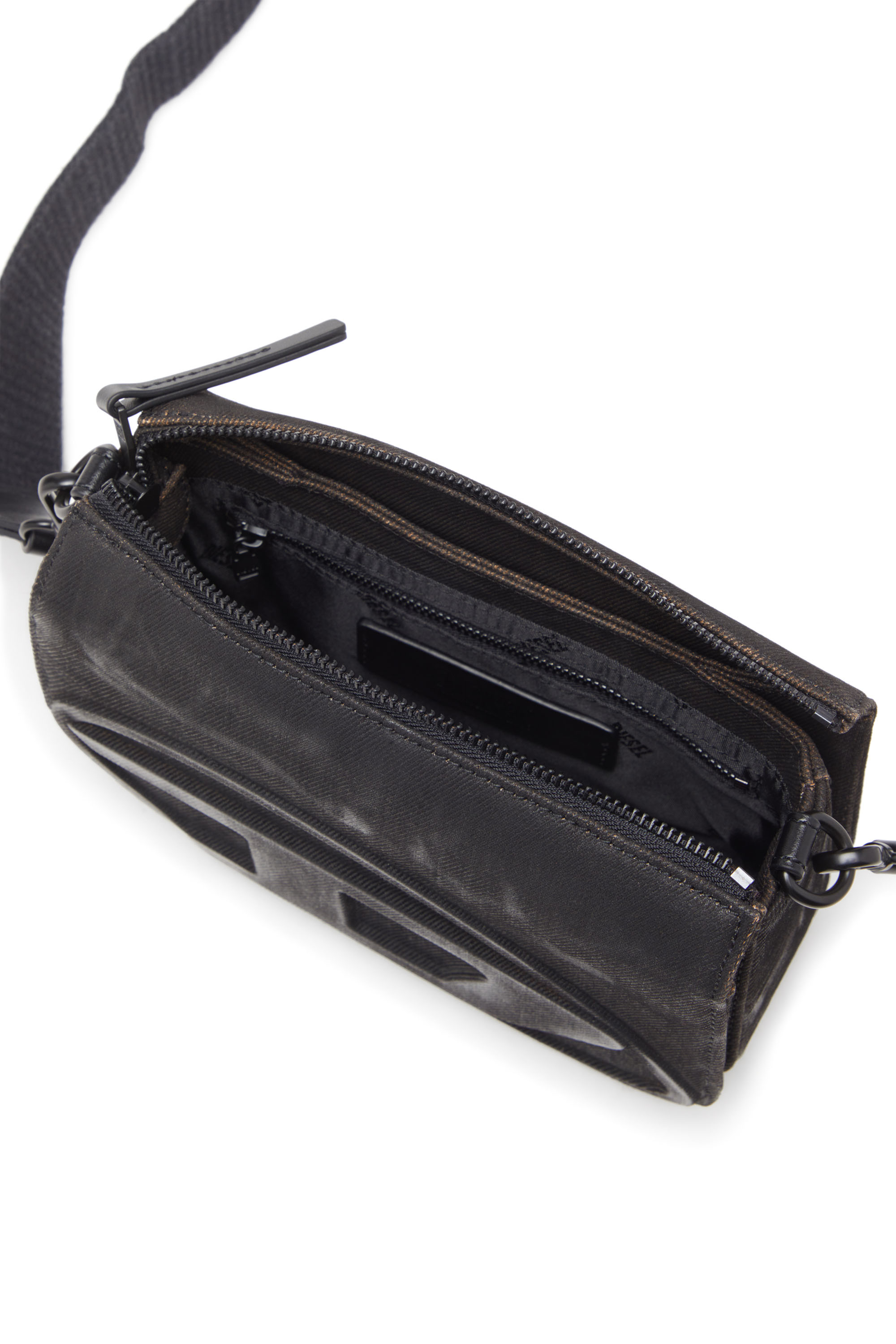 Diesel - 1DR CAMERA BAG, Sac Camera en denim floqué Homme in Noir - 4