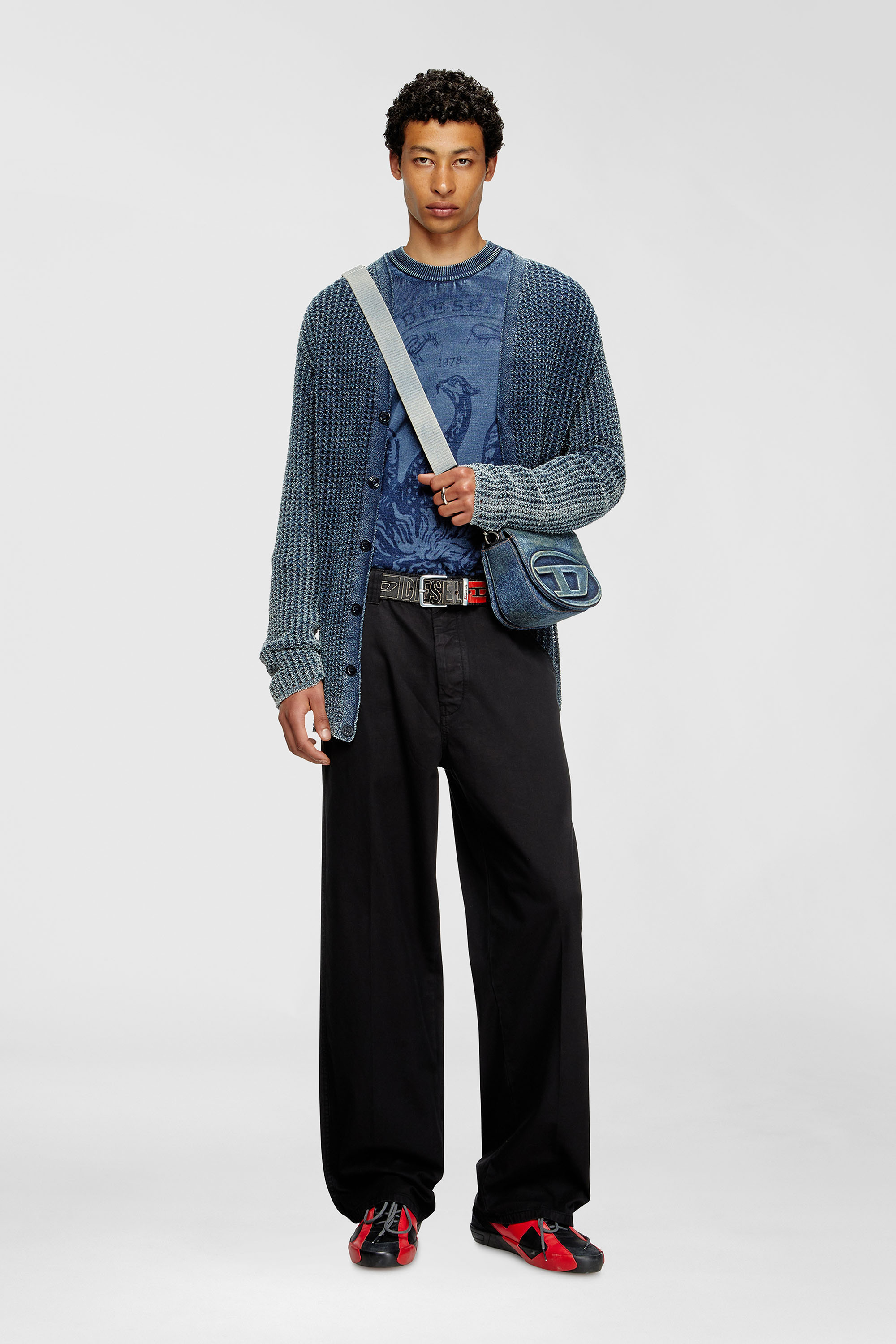 Diesel - S-SLANTE-D LOW, S-Slante-D-Baskets en daim et cuir avec logo D Homme in Polychrome - 7