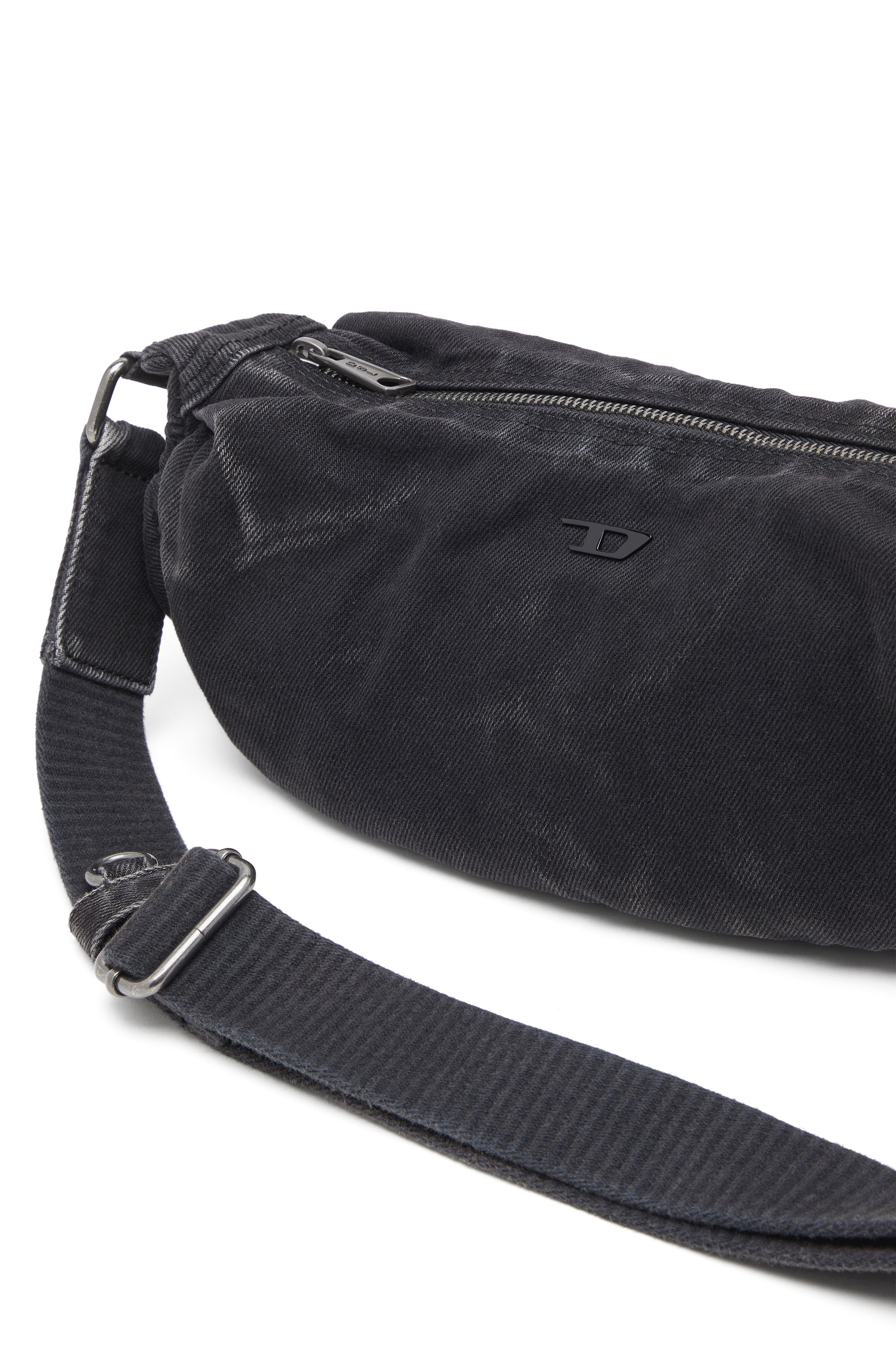 Diesel - RAVE CROSSBODY X, Rave-Petit sac à bandoulière en denim délavé Homme in Noir - 5