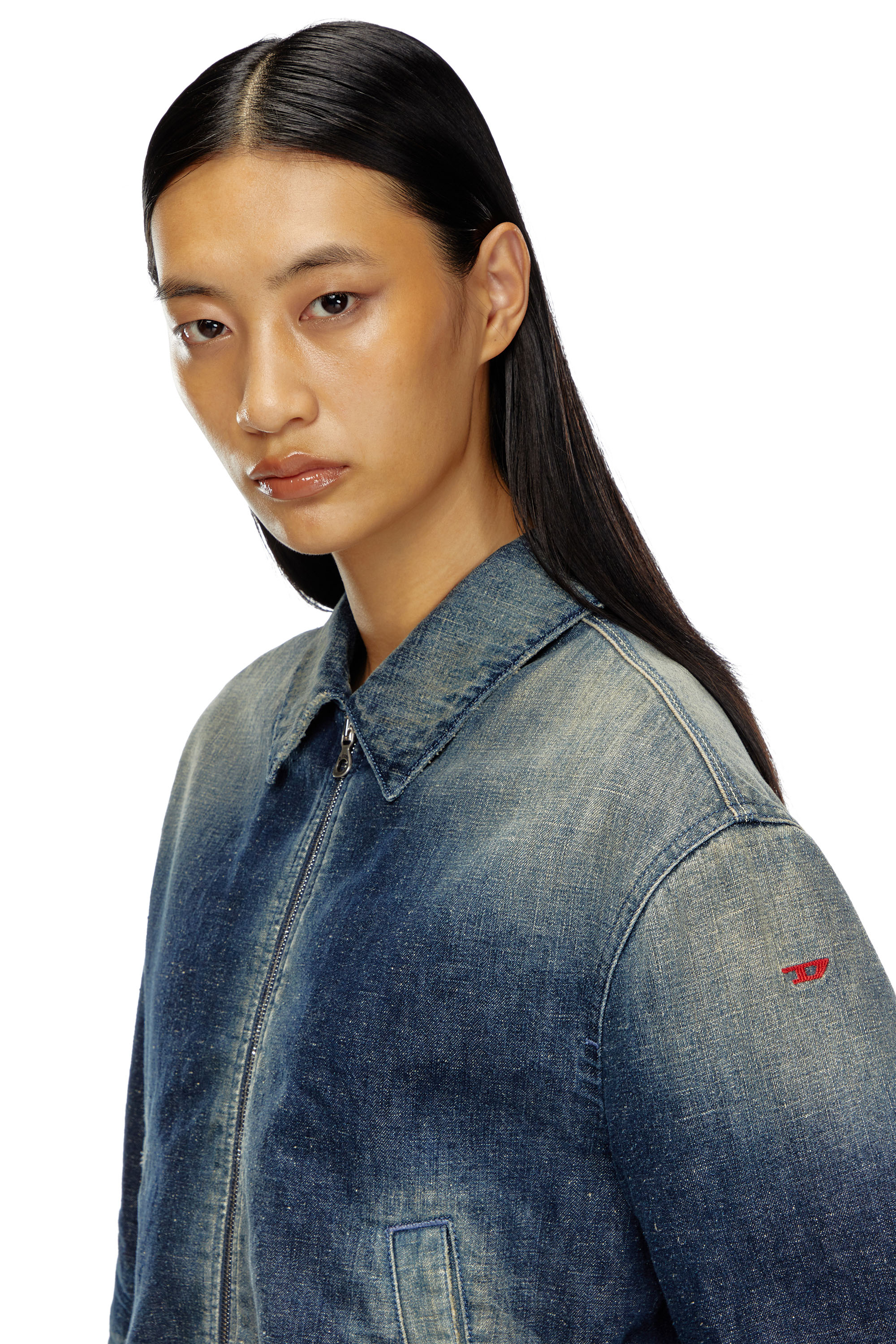 Diesel - DE-NOVA, Veste matelass&eacute;e en denim style utilitaire Femme in Bleu - 5