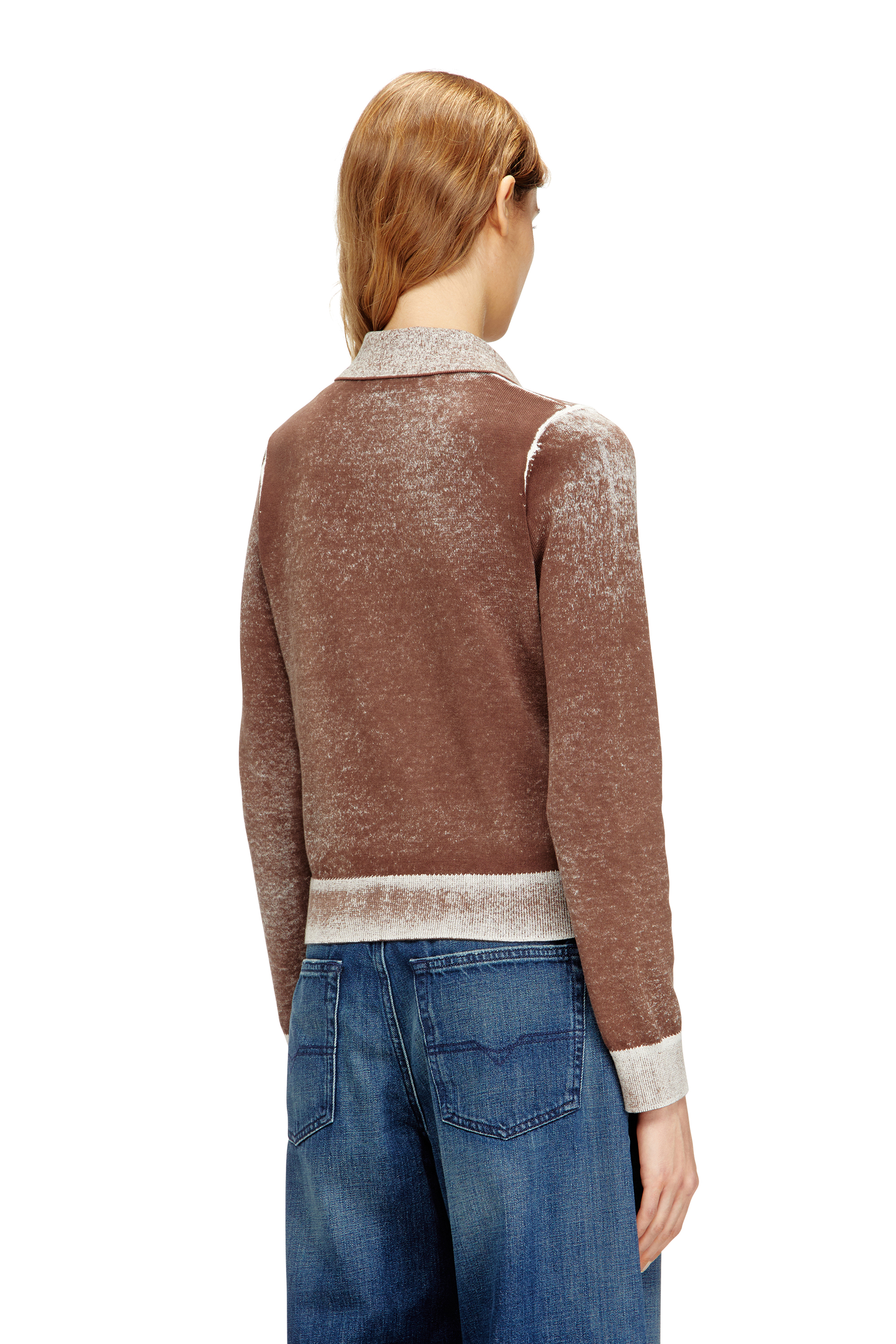Diesel - M-LOREN, Cardigan avec impression invers&eacute;e d&eacute;lav&eacute;e Femme in Marron - 4