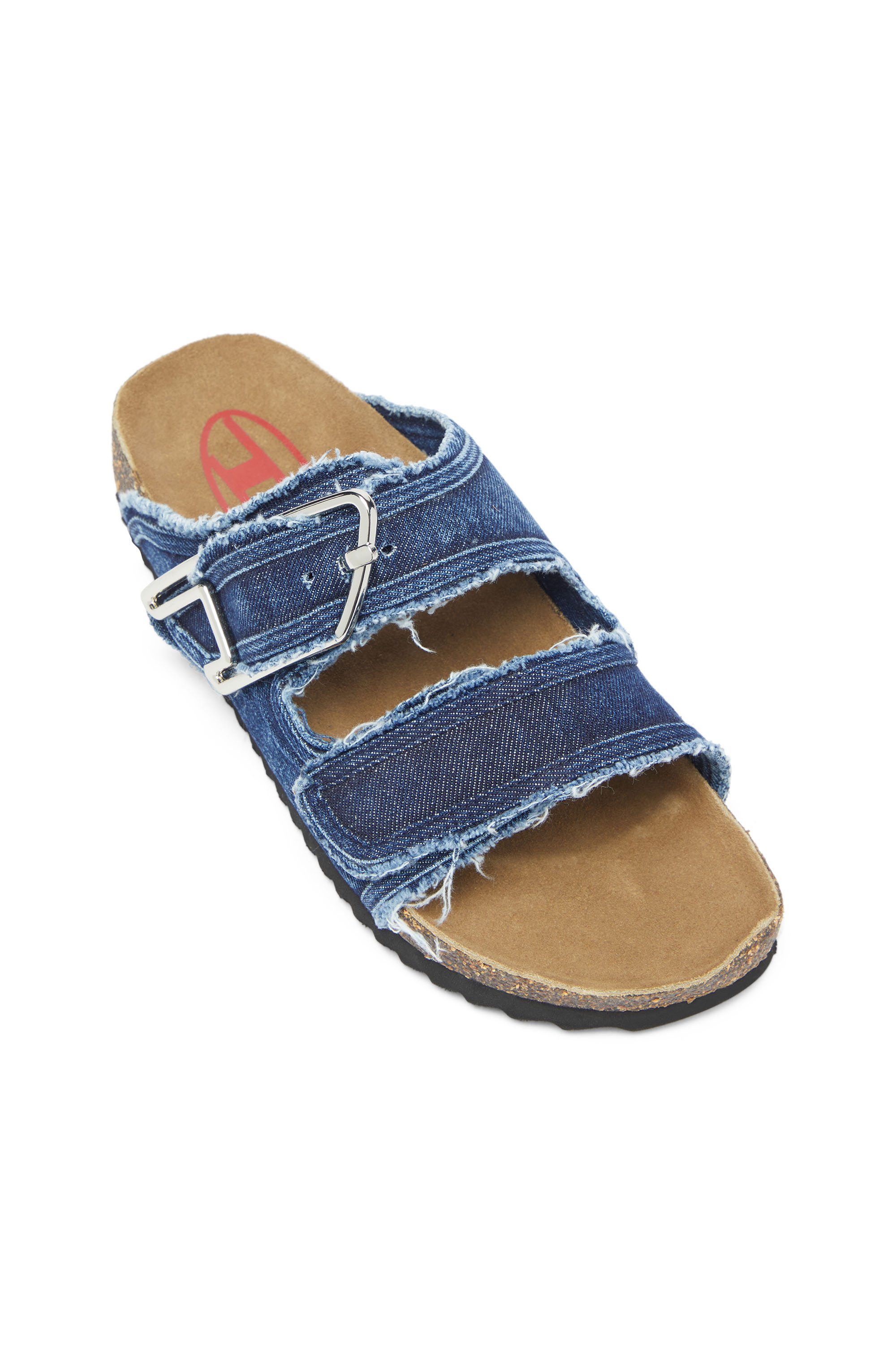 Diesel - D-WOODSTOCK D SANDAL W, D-Woodstock - Sandales &agrave; brides en denim effiloch&eacute; Femme in Bleu - 6