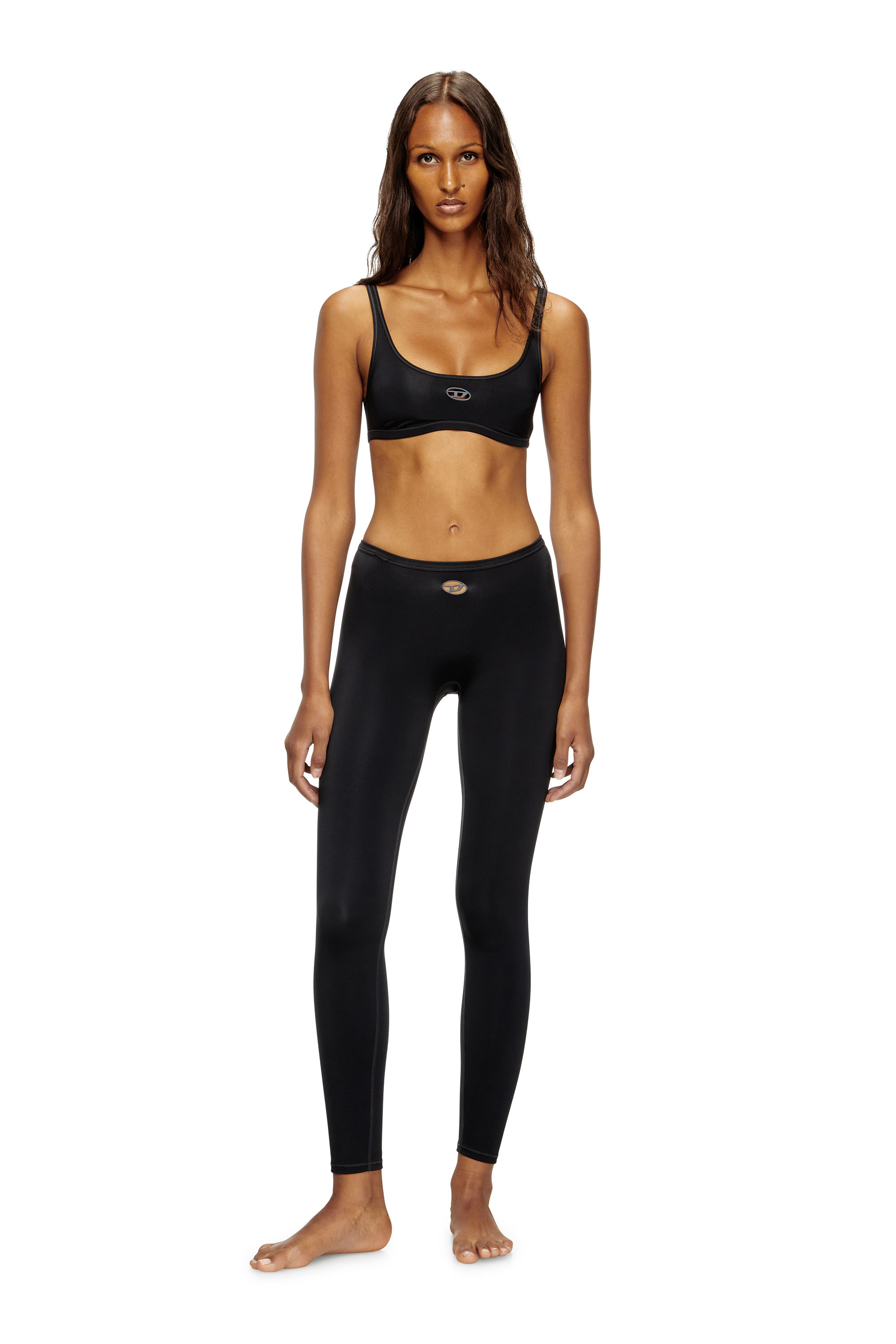 Diesel - MINA-UTLT, Legging en nylon stretch Femme in Noir - 1