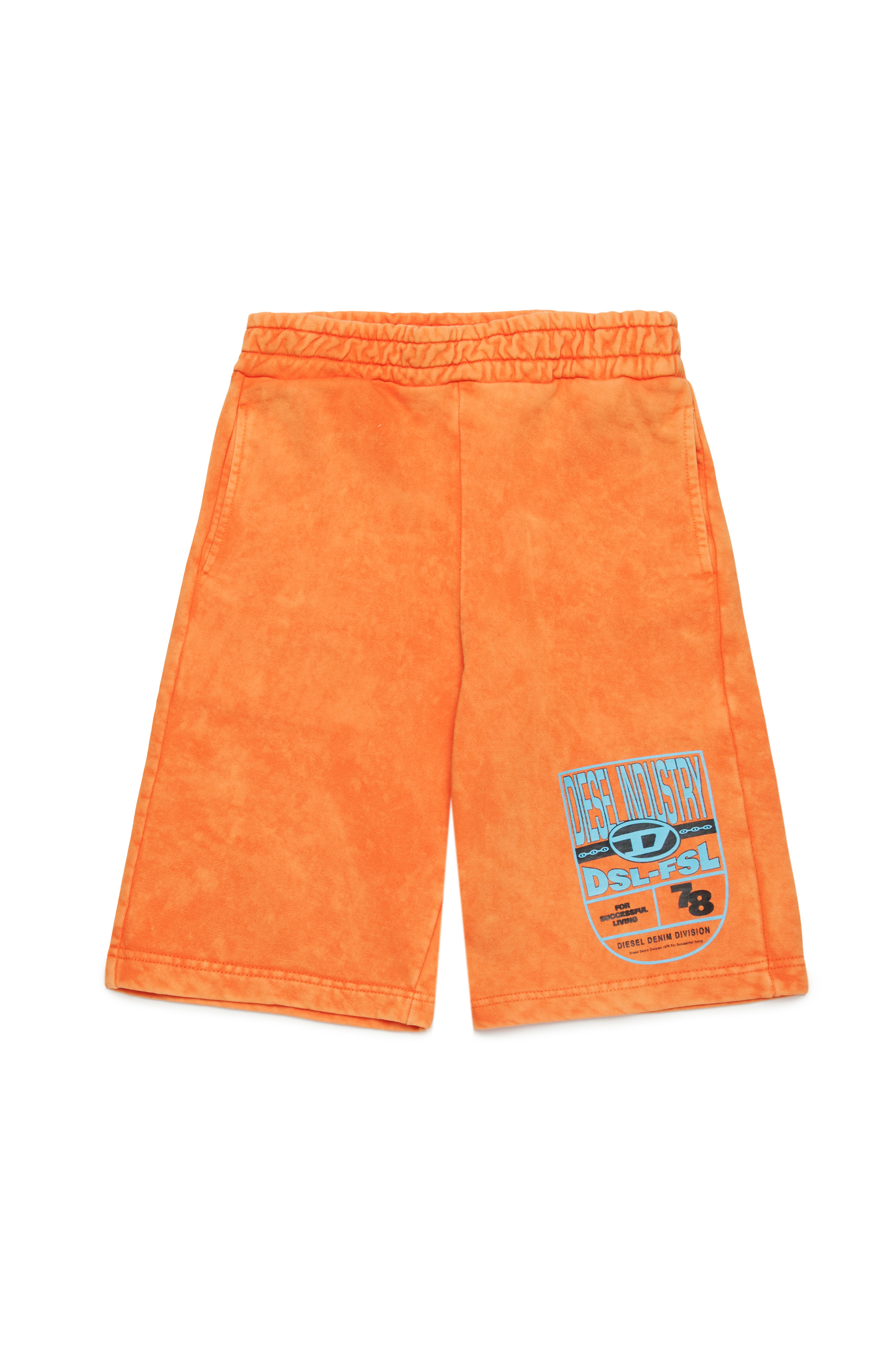 Diesel - PARRID, Short de survêtement marbré avec imprimé graphique Homme in Orange - 1