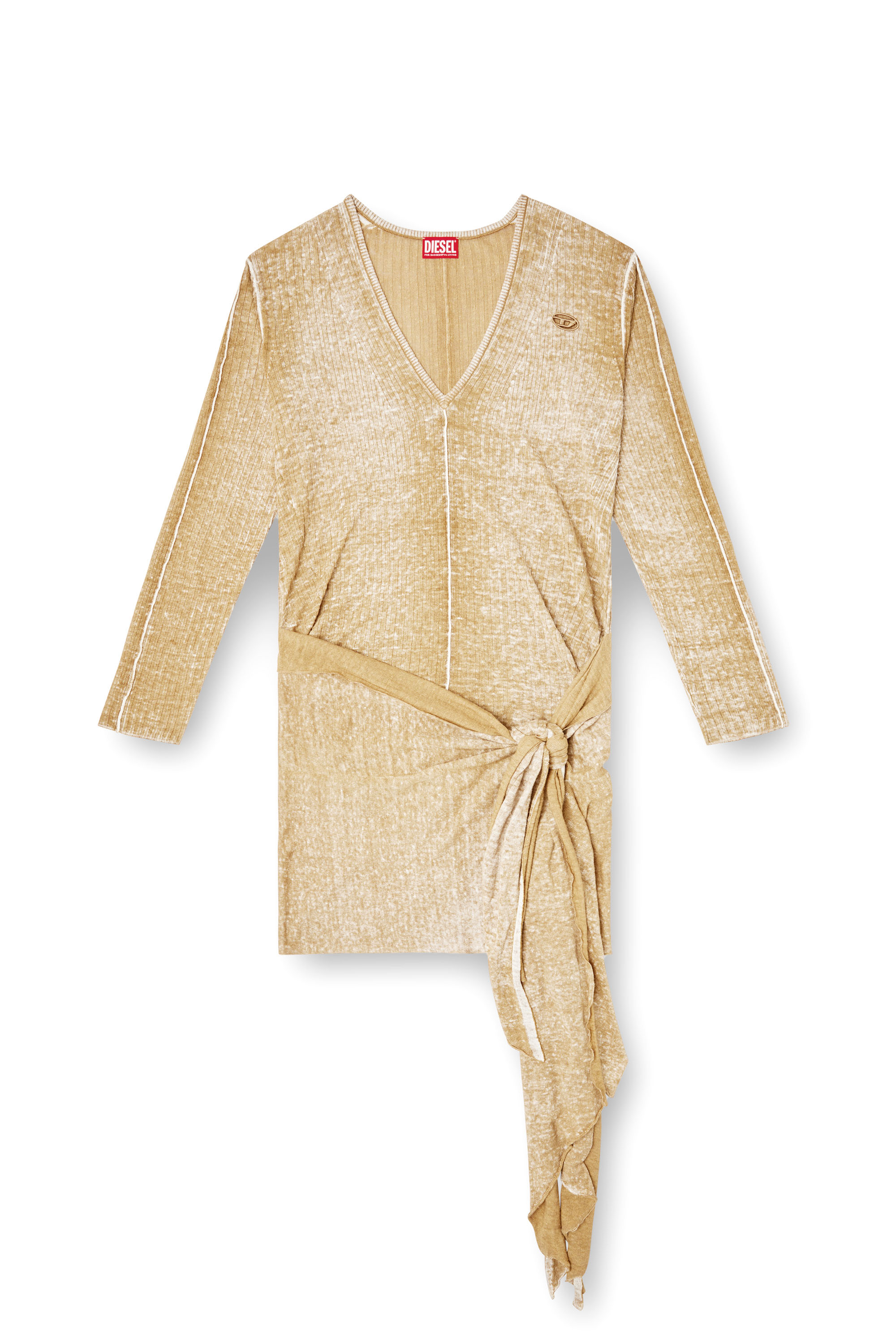 Diesel - M-EGAKNOT, Robe en maille avec lien à la hanche Femme in Marron - 2