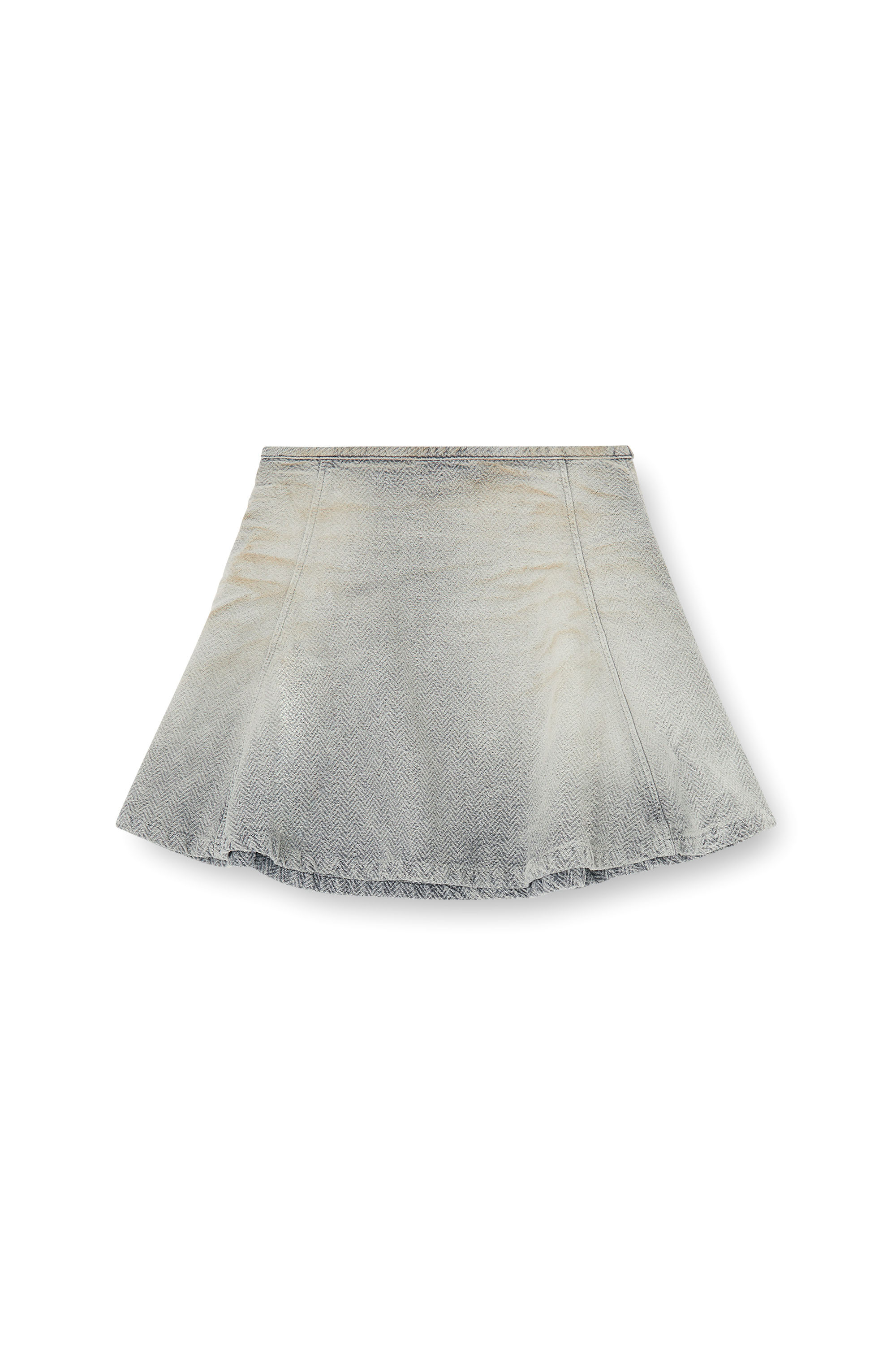 Diesel - DE-RAINE, Woman's Skirt in distressed herringbone denim in Grey - 2