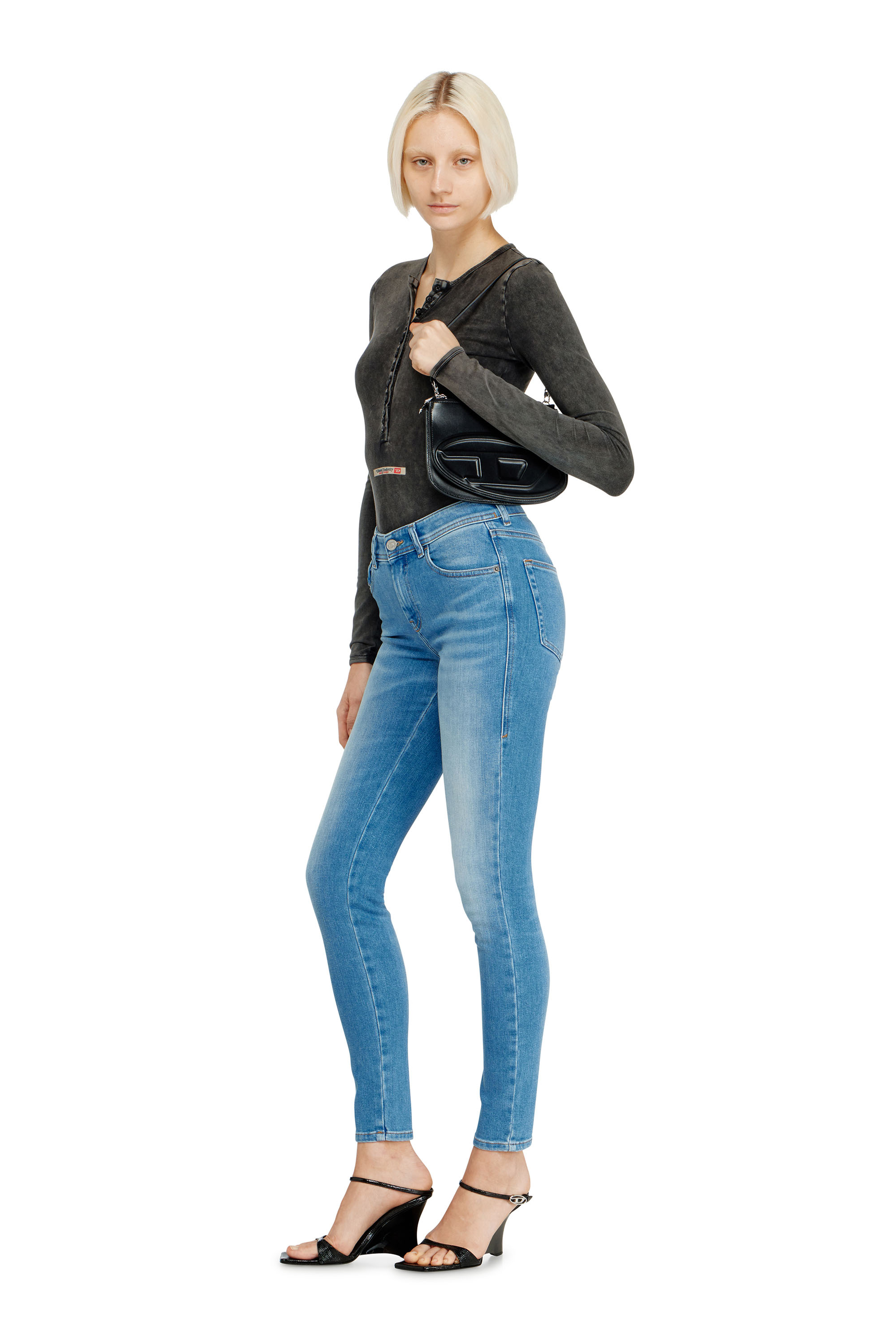 Diesel - 1DR TWIN, 1DR Twin-Sac &eacute;paule &agrave; deux pochettes en cuir imprim&eacute; Femme in Noir - 2