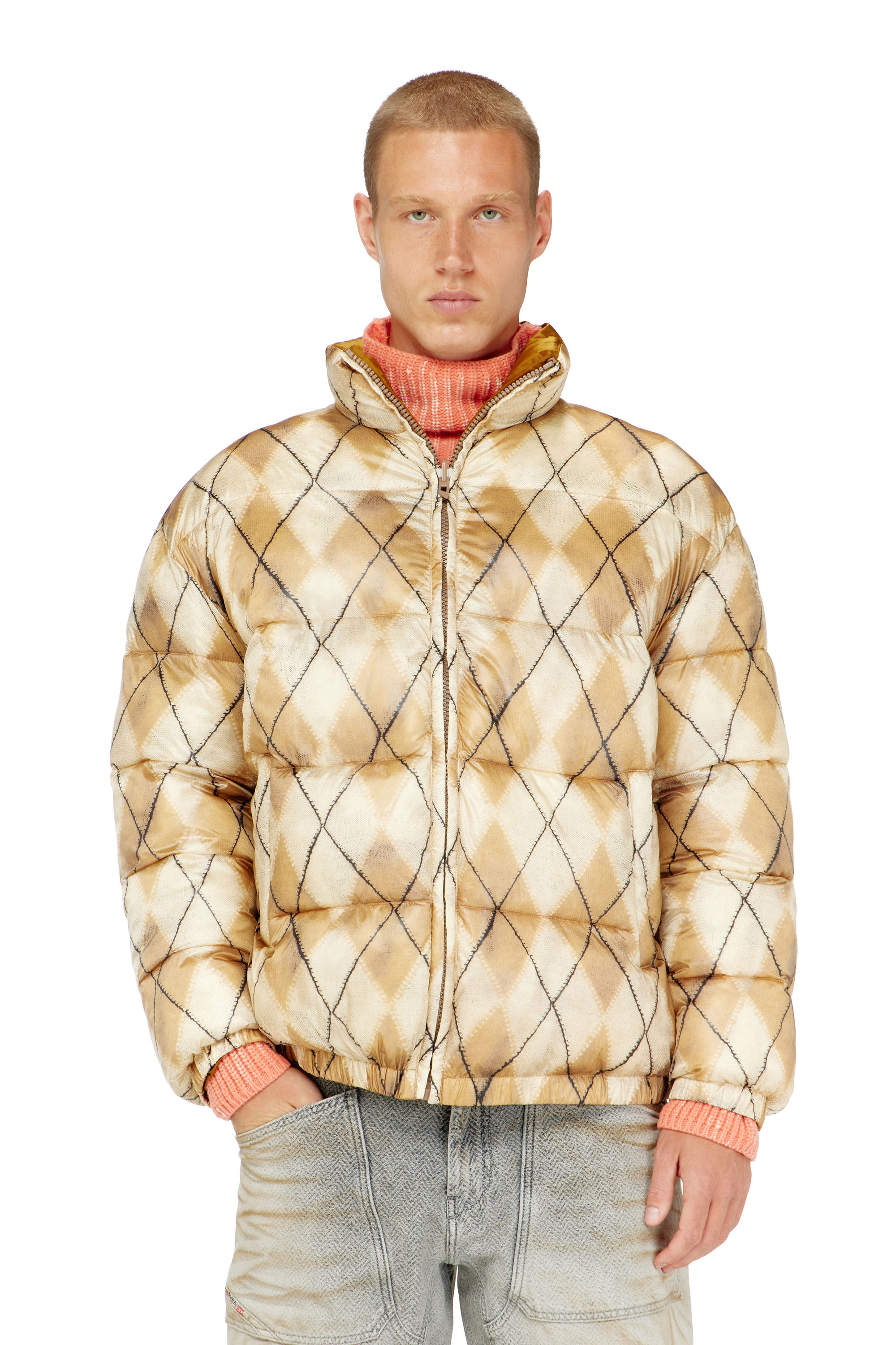 Diesel - W-BOURB-DLCK, Doudoune r&eacute;versible &agrave; motif losange Homme in ToBeDefined - 1