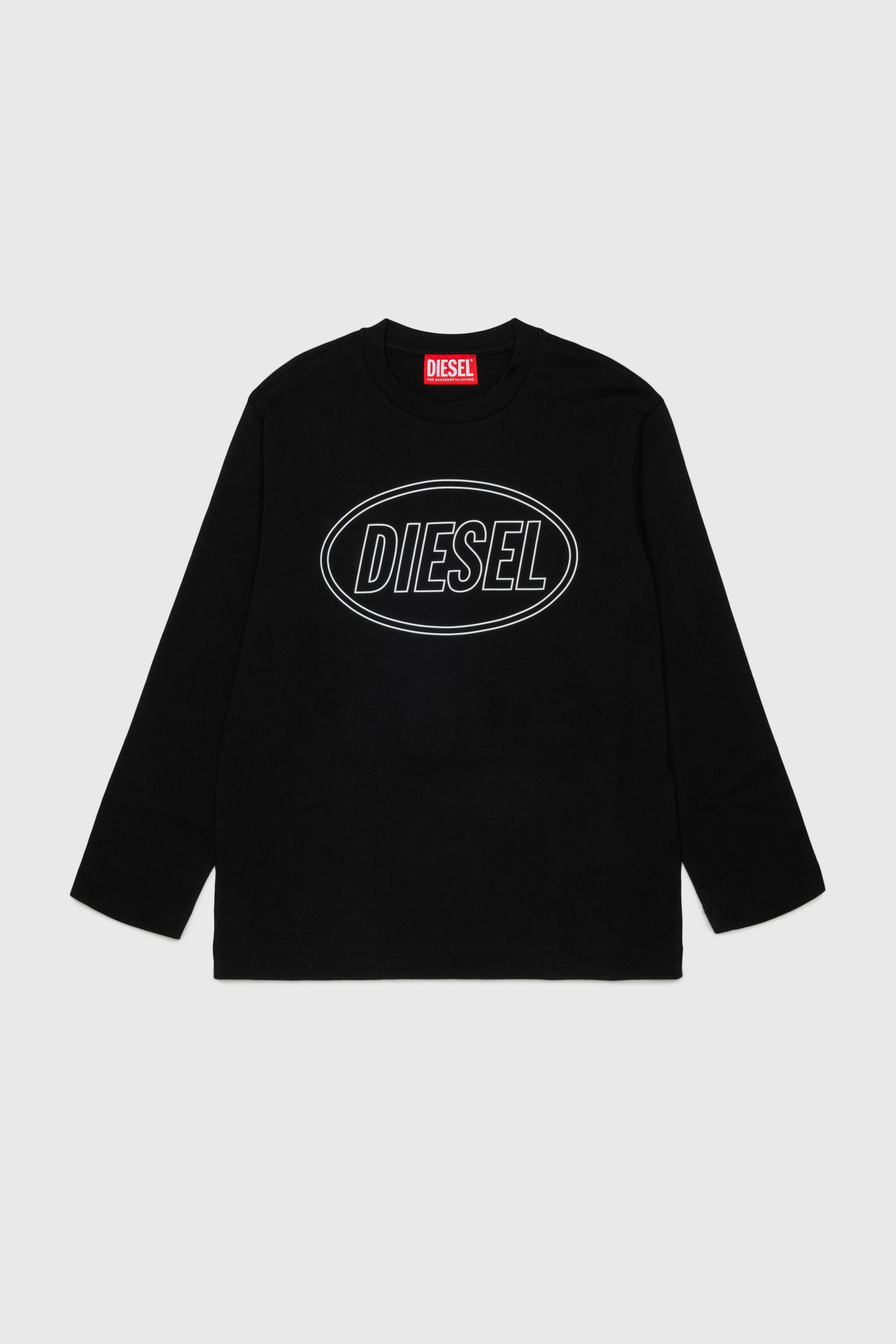 Diesel - TCIRCLELS OVER, T-shirt &agrave; manches longues avec logo Oval D Homme in Noir - 1