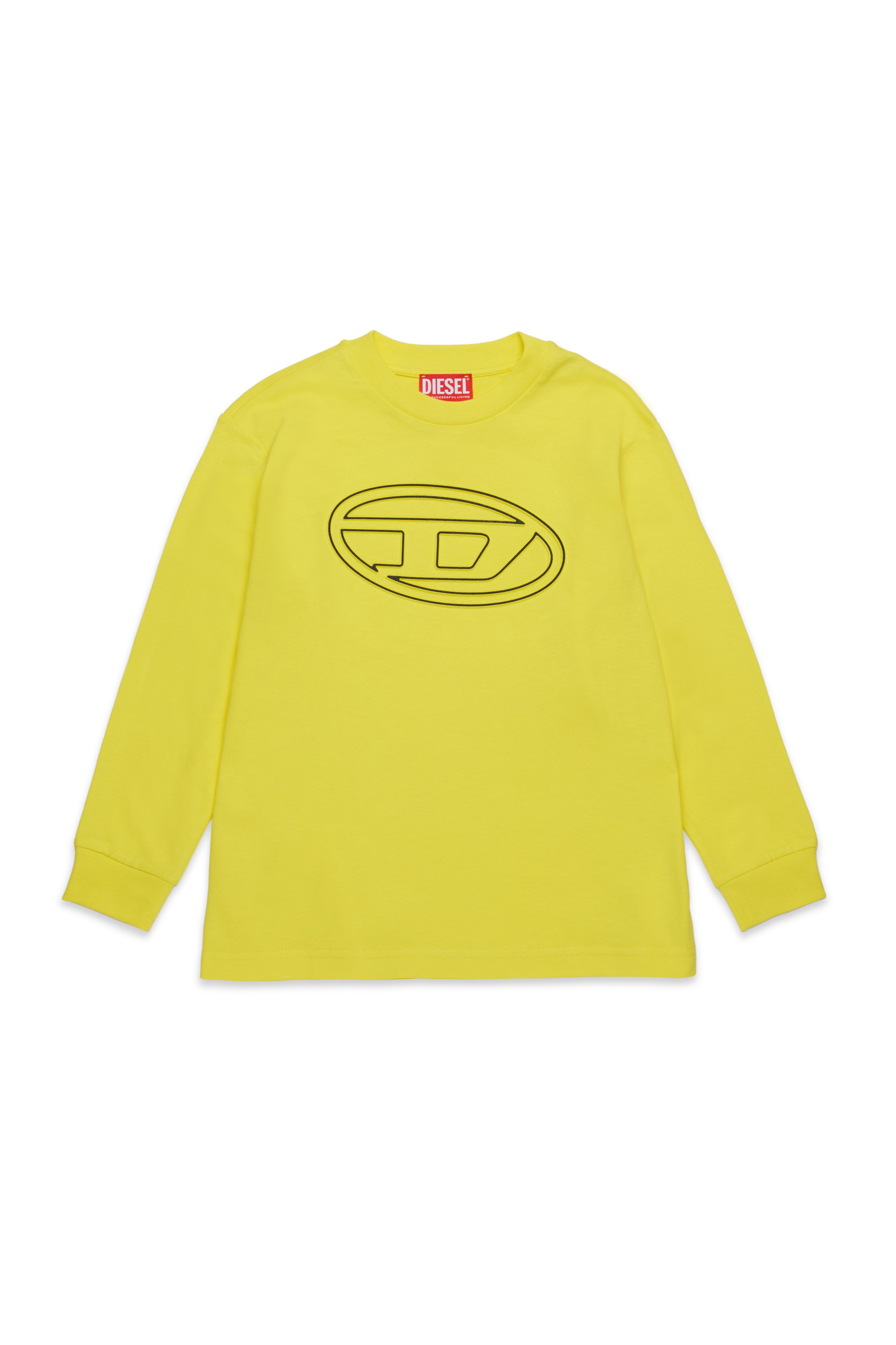 Diesel - TJUSTBIGOVALS OVER, T-shirt à manches longues avec maxi logo Oval D Homme in Jaune - 1