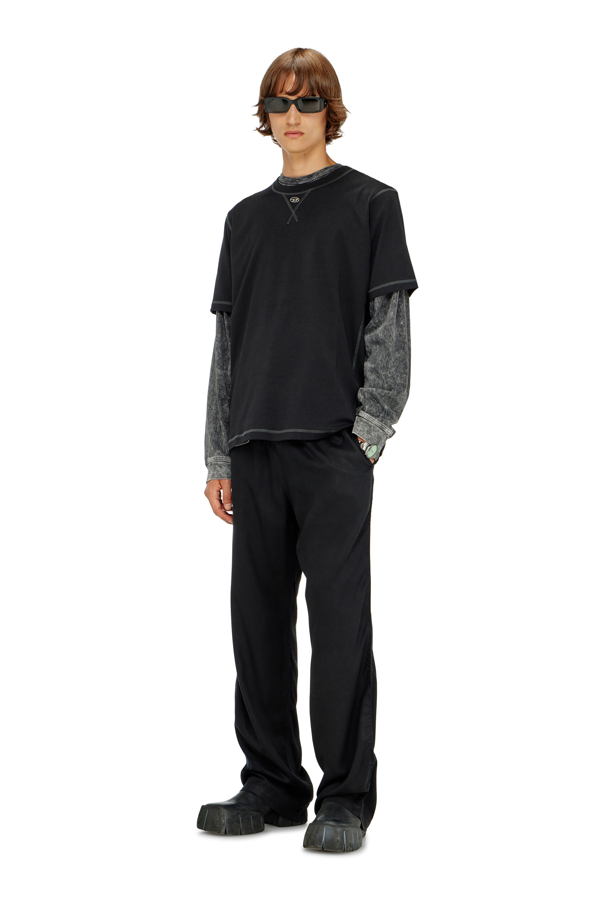Diesel - T-MADJUST-TR, T-shirt r&eacute;guli&egrave;re avec col rond et Oval D Homme in Gris - 2
