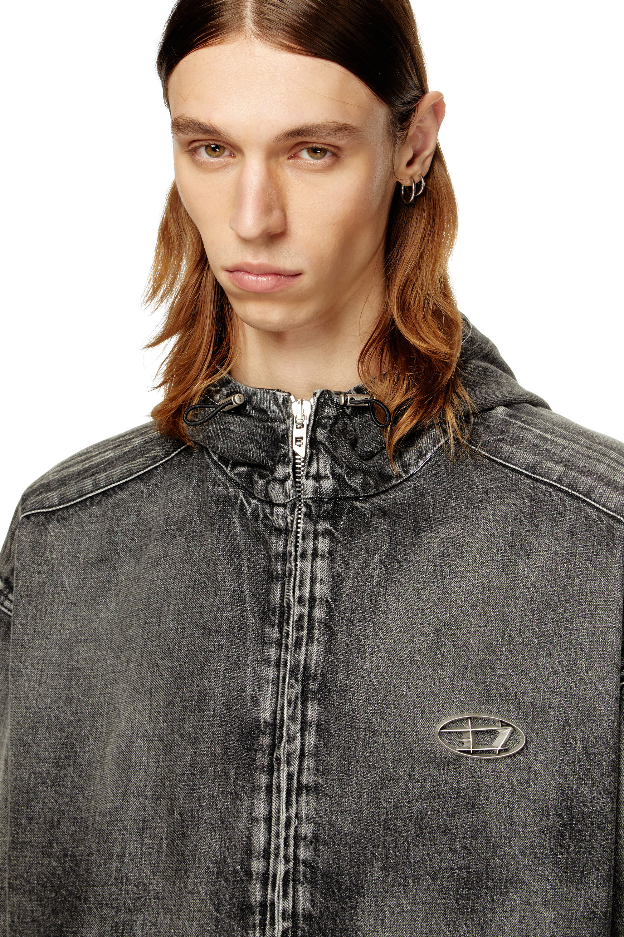 Diesel - THUGJACK, Veste à capuche en denim délavé Mixte in Noir - 5