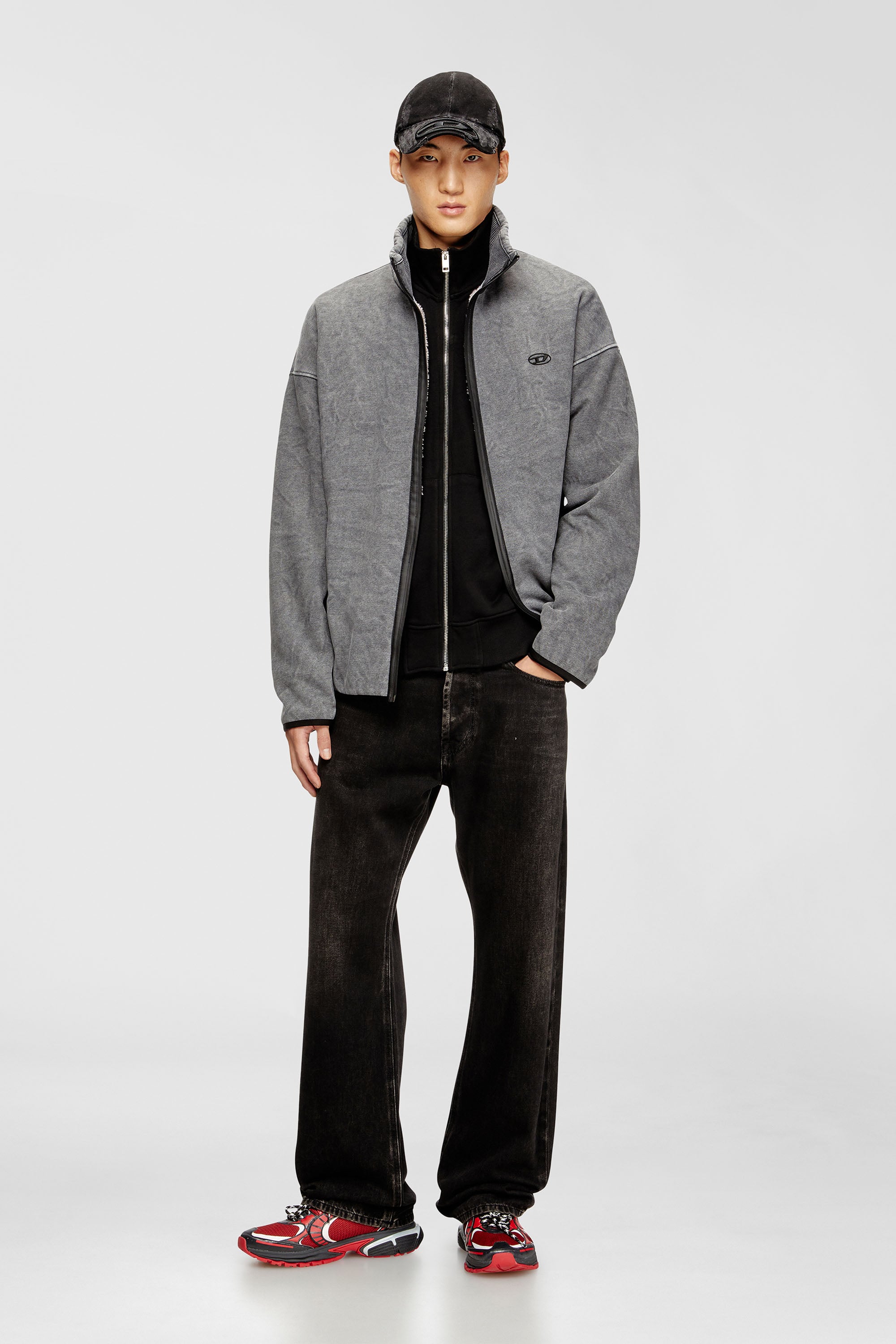 Diesel - S-BATY-NEW, Man's Zip-up sweatshirt with inner lining in Grey - 2