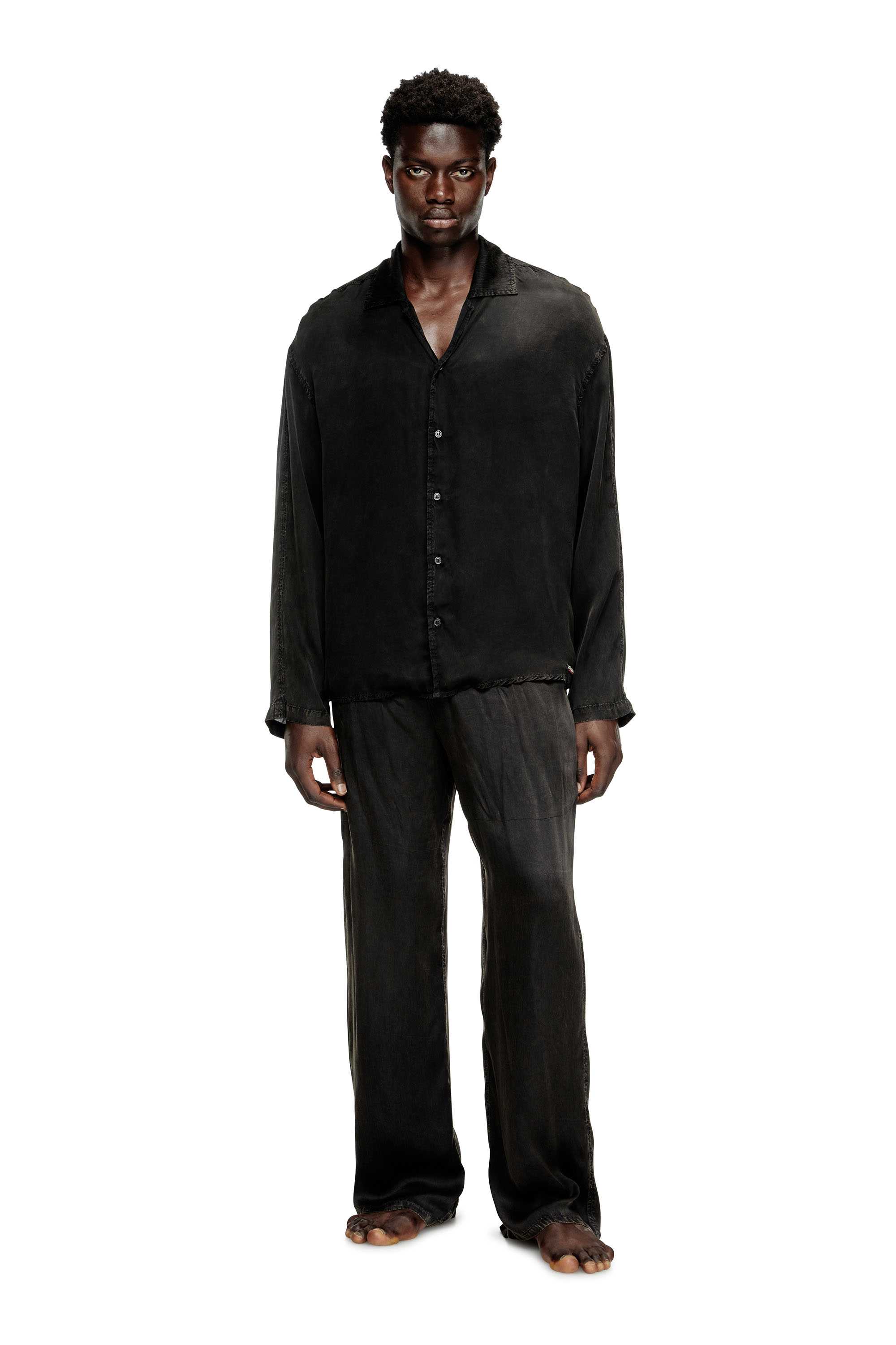 Diesel - SET-KEITH-DNM, Pyjama fluide avec effet denim Mixte in Noir - 3