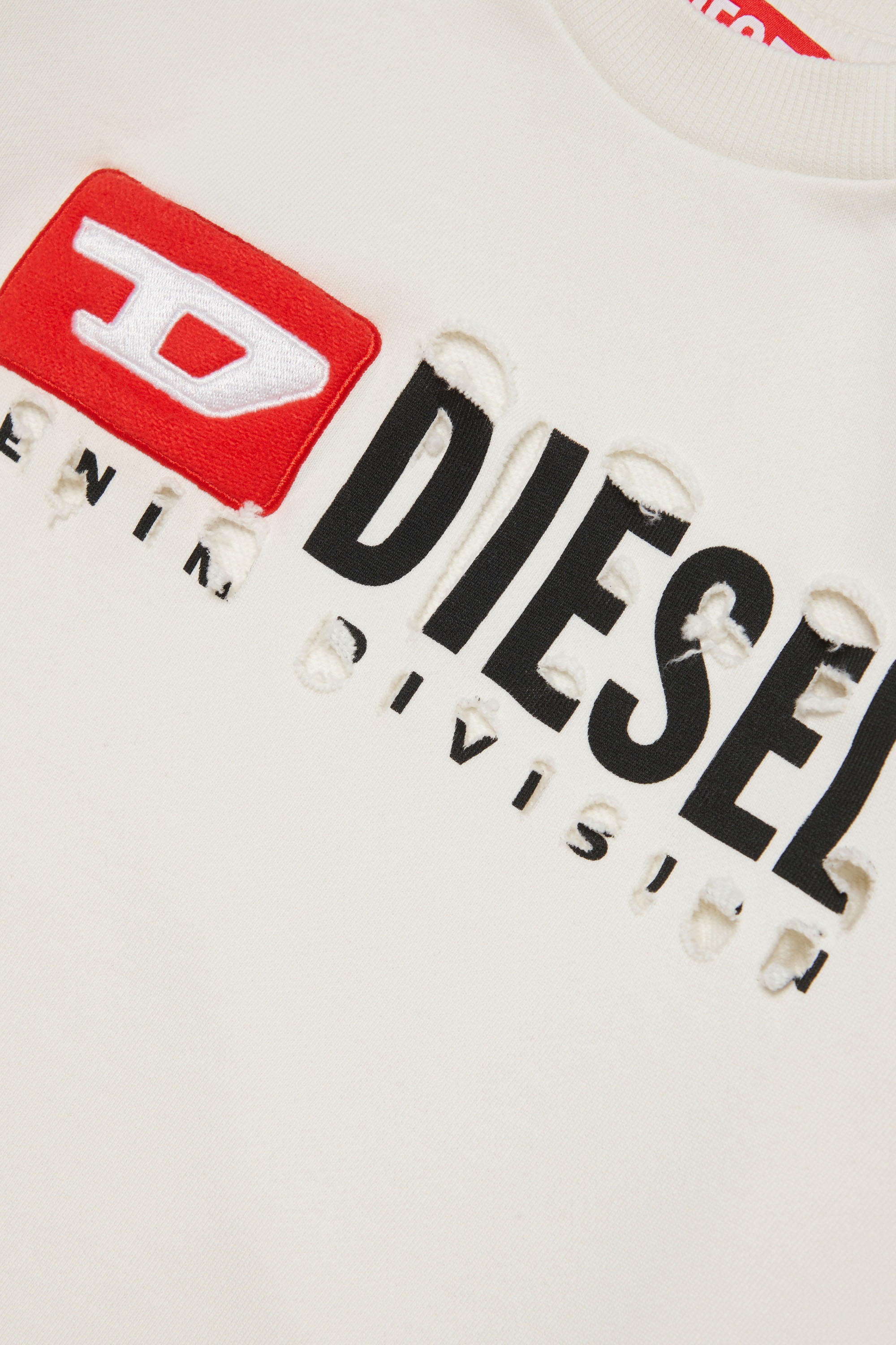 Diesel - SMACSDIVSTROYED, Homme Sweat-shirt avec logo destroy in Blanc - Image 3