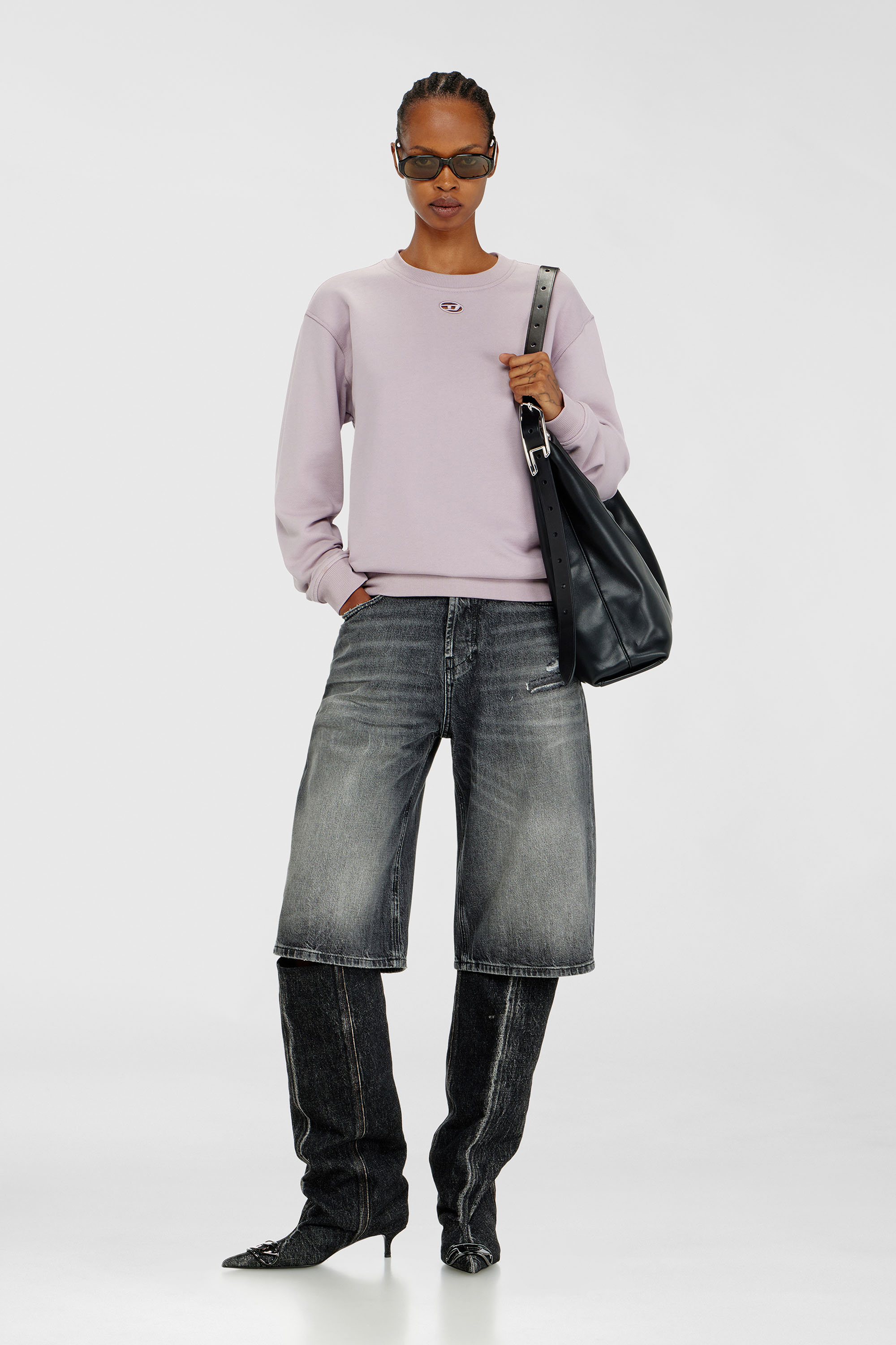 Diesel - F-NORMY-OD, Sweat-shirt en coton avec broderie Oval D Femme in Violet - 2